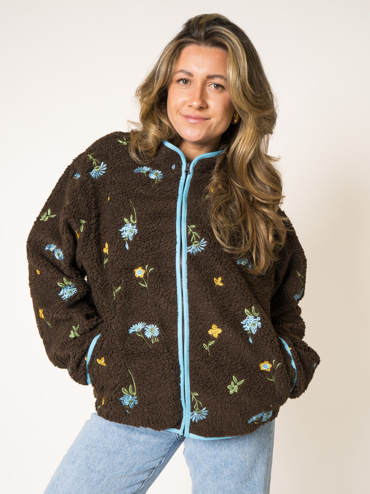 Blue Blooms Brown Moods Fleece