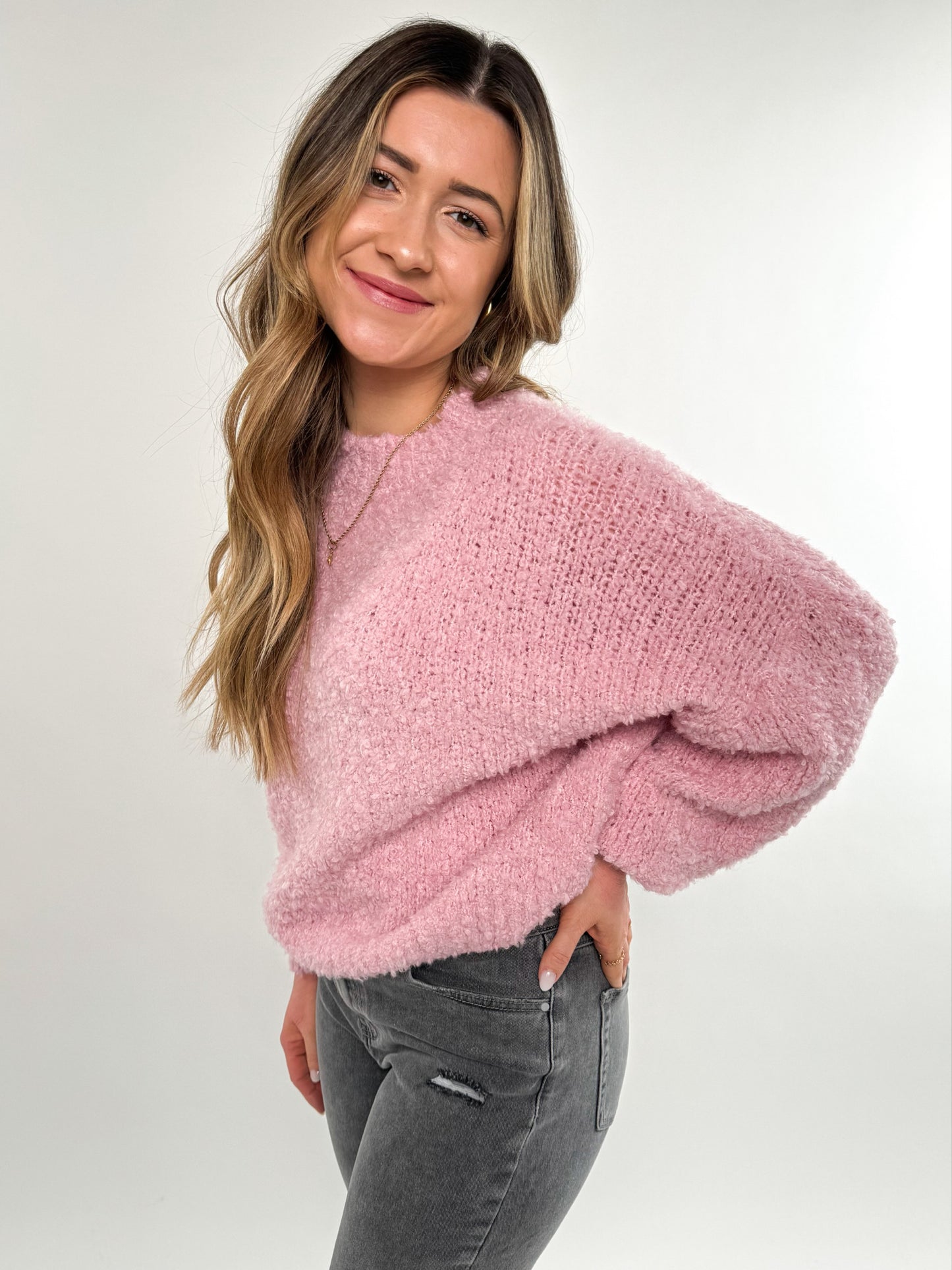 Soft Bouclé Embrace Sweatshirt - rosa