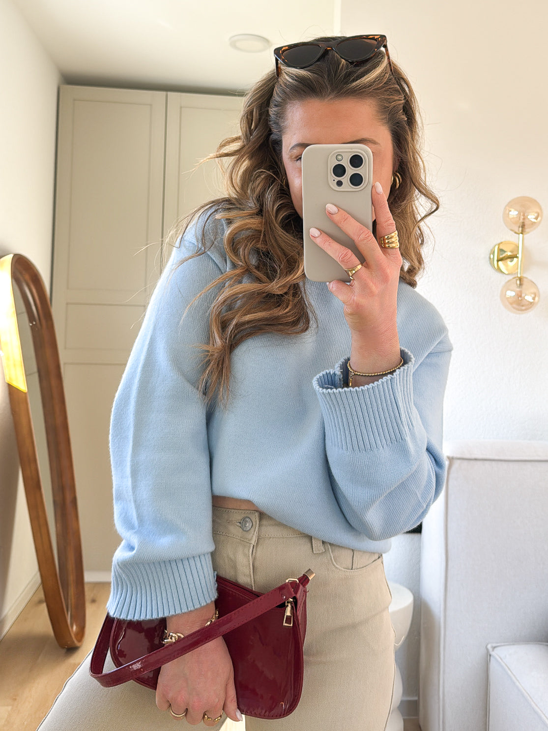 LUCKY DEAL 1260 Basic Feinstrick Sweatshirt - Himmelsblau - vom Umtausch ausgeschlossen -