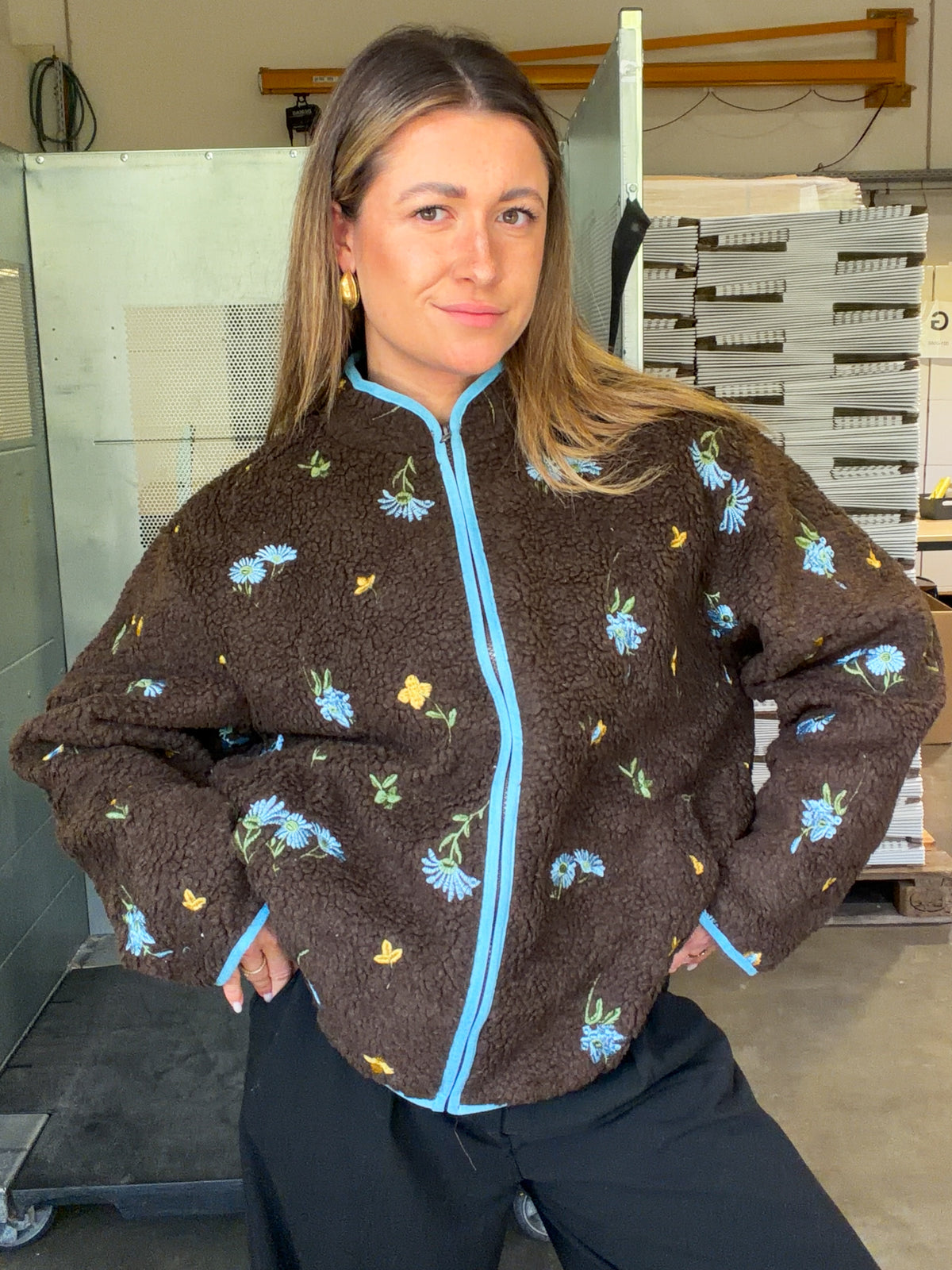 Blue Blooms Brown Moods Fleece