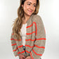 Pastell Stripe Knit Statement Cardigan - taupe