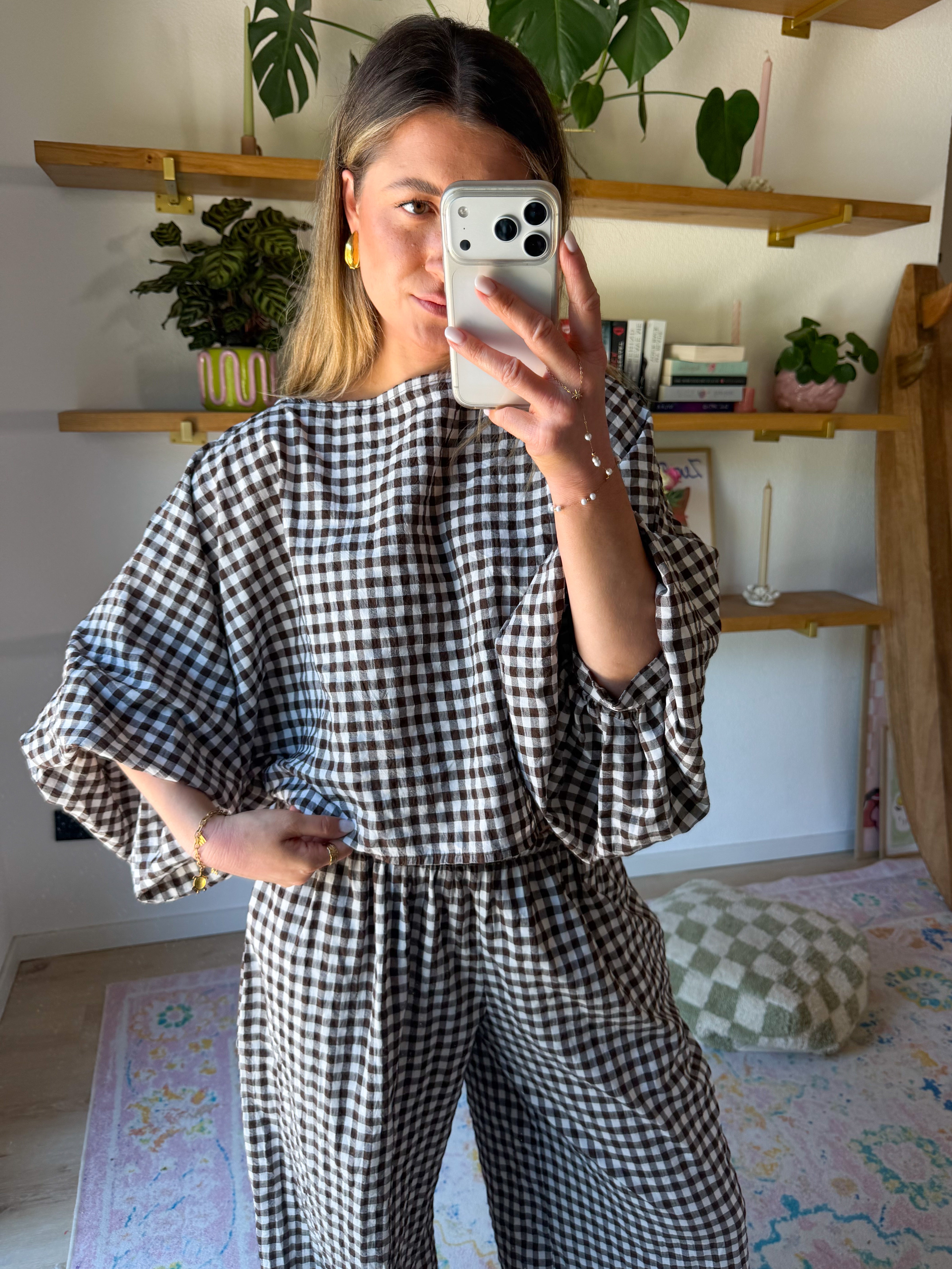 Summer Plaid Cotton Blouse