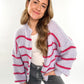 Pastell Stripe Knit Statement Cardigan - flieder