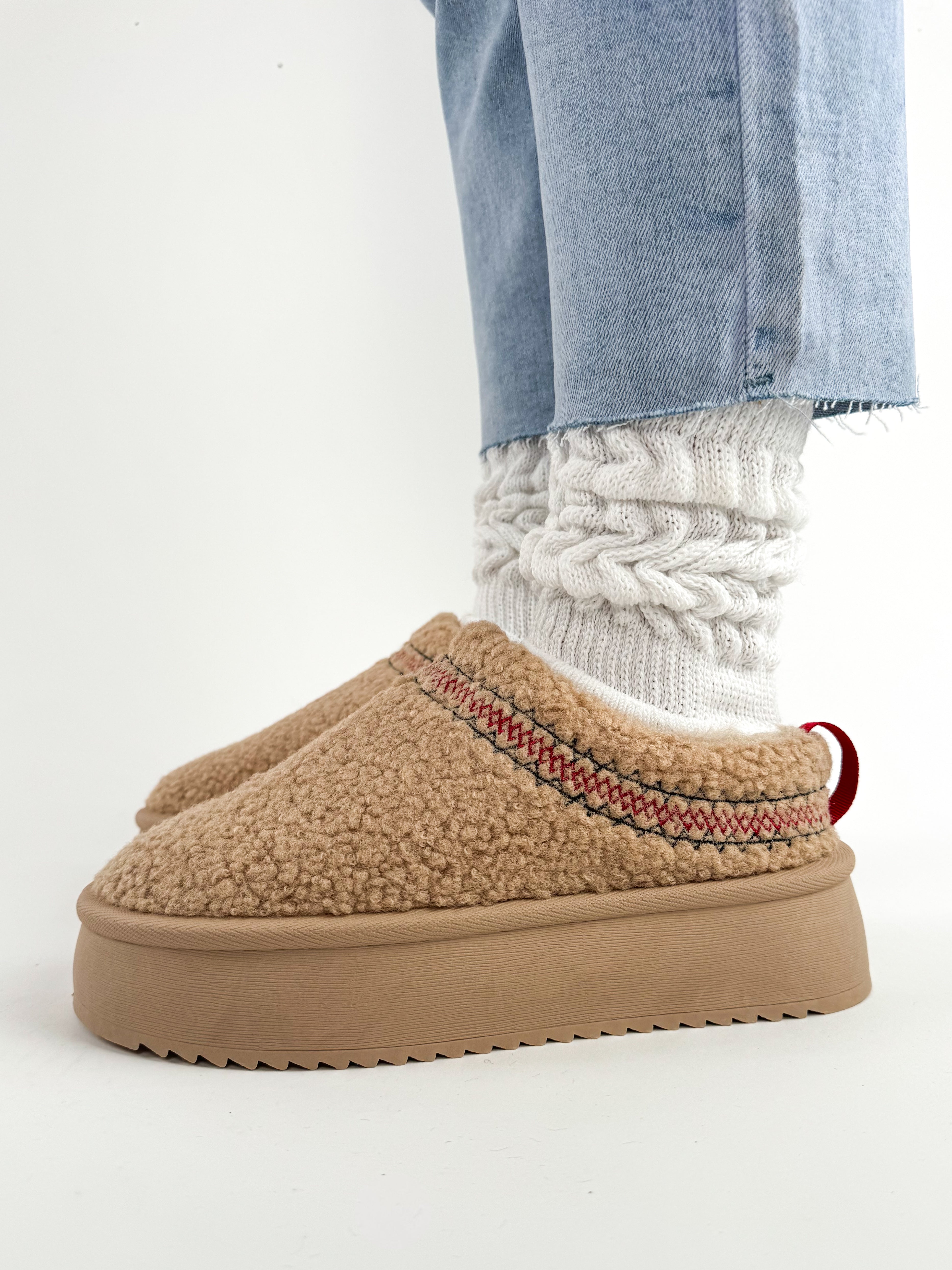 Plateau Teddy Mini Boots Slipper - beige