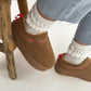 Plateau Teddy Mini Boots Slipper - braun