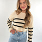 Crop Sweater Stripe Knit - beige schwarz