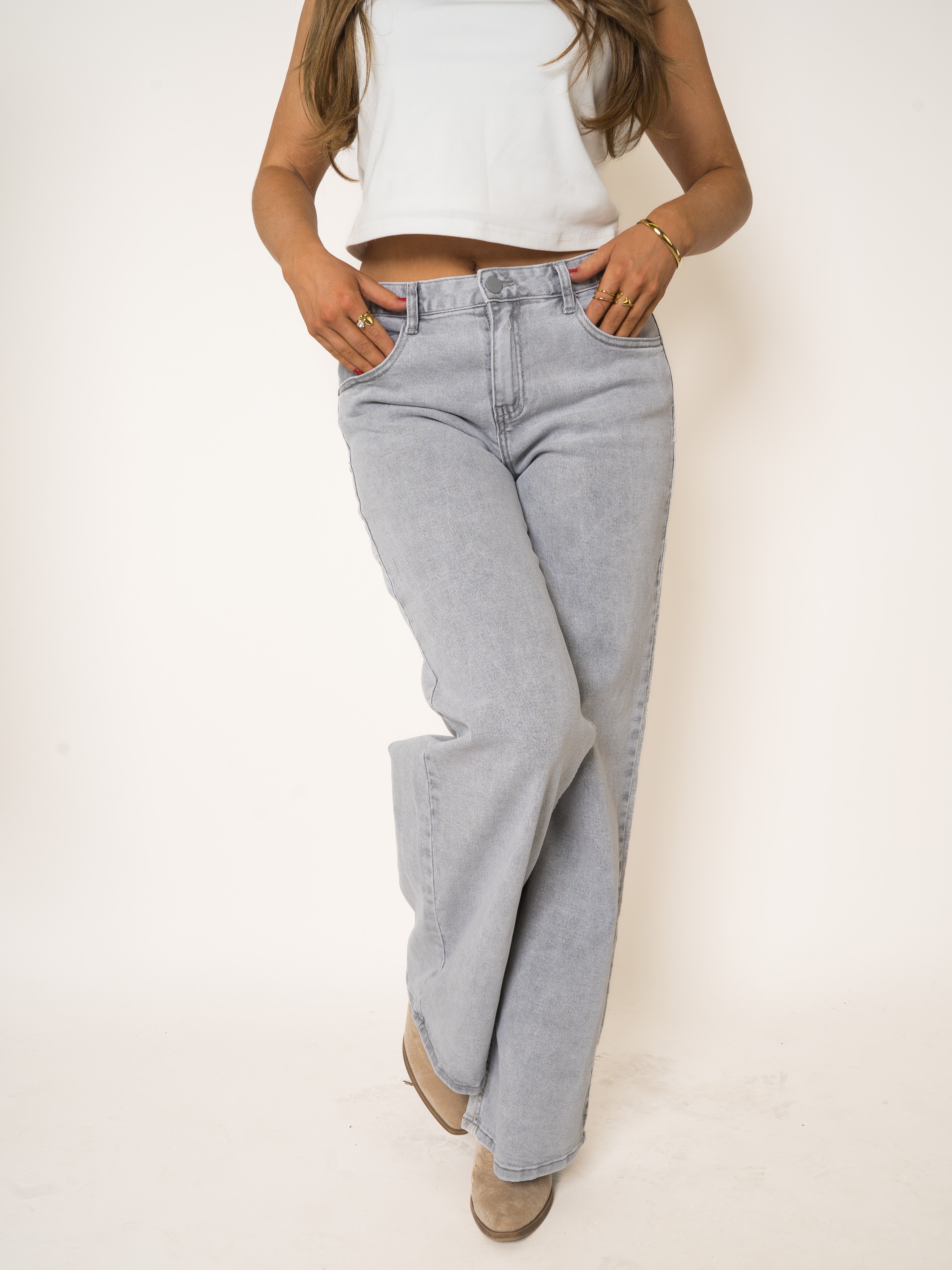 Mid Waist Wide Leg Jeans