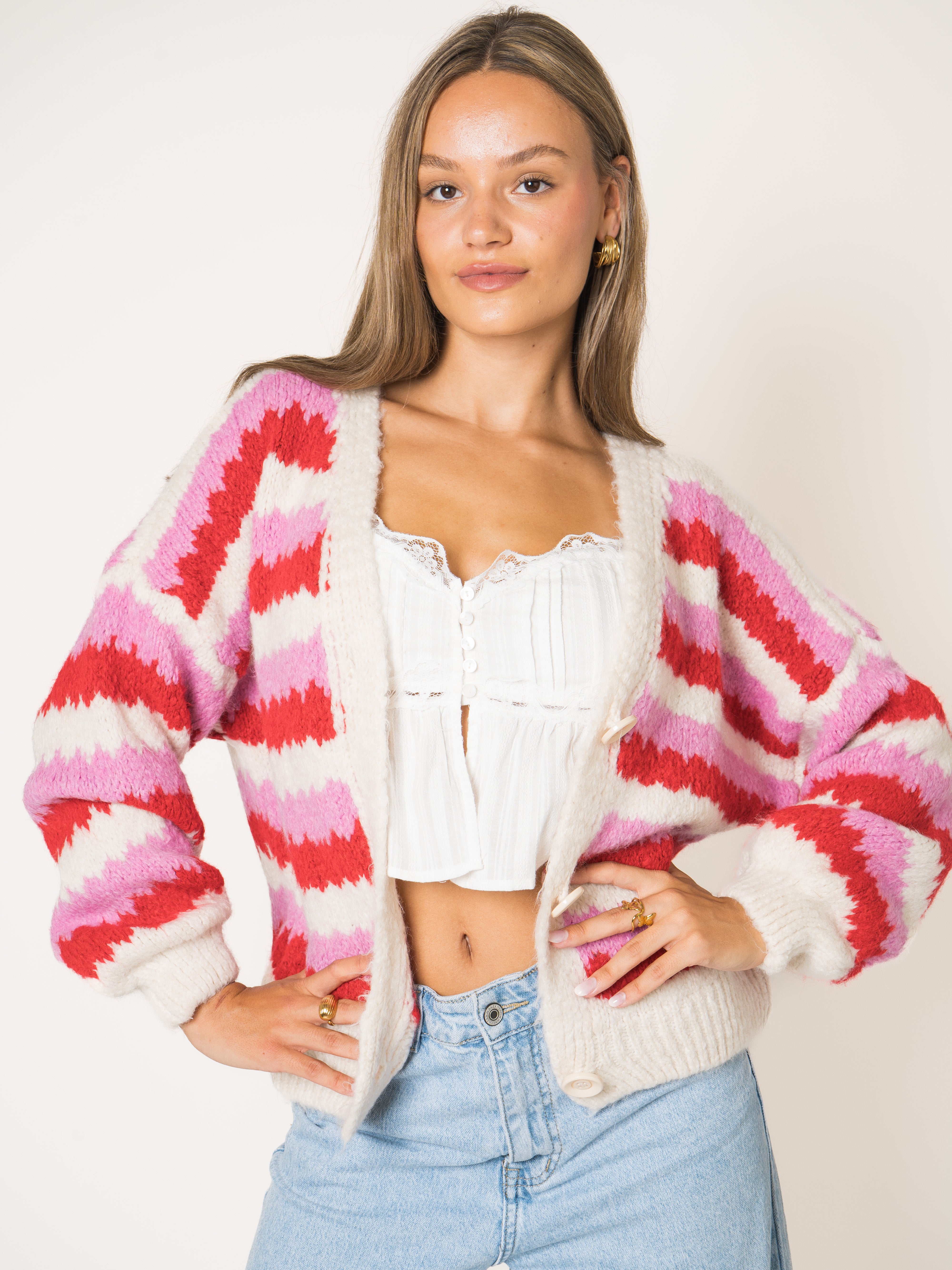 Love Stripe Knit Jacket