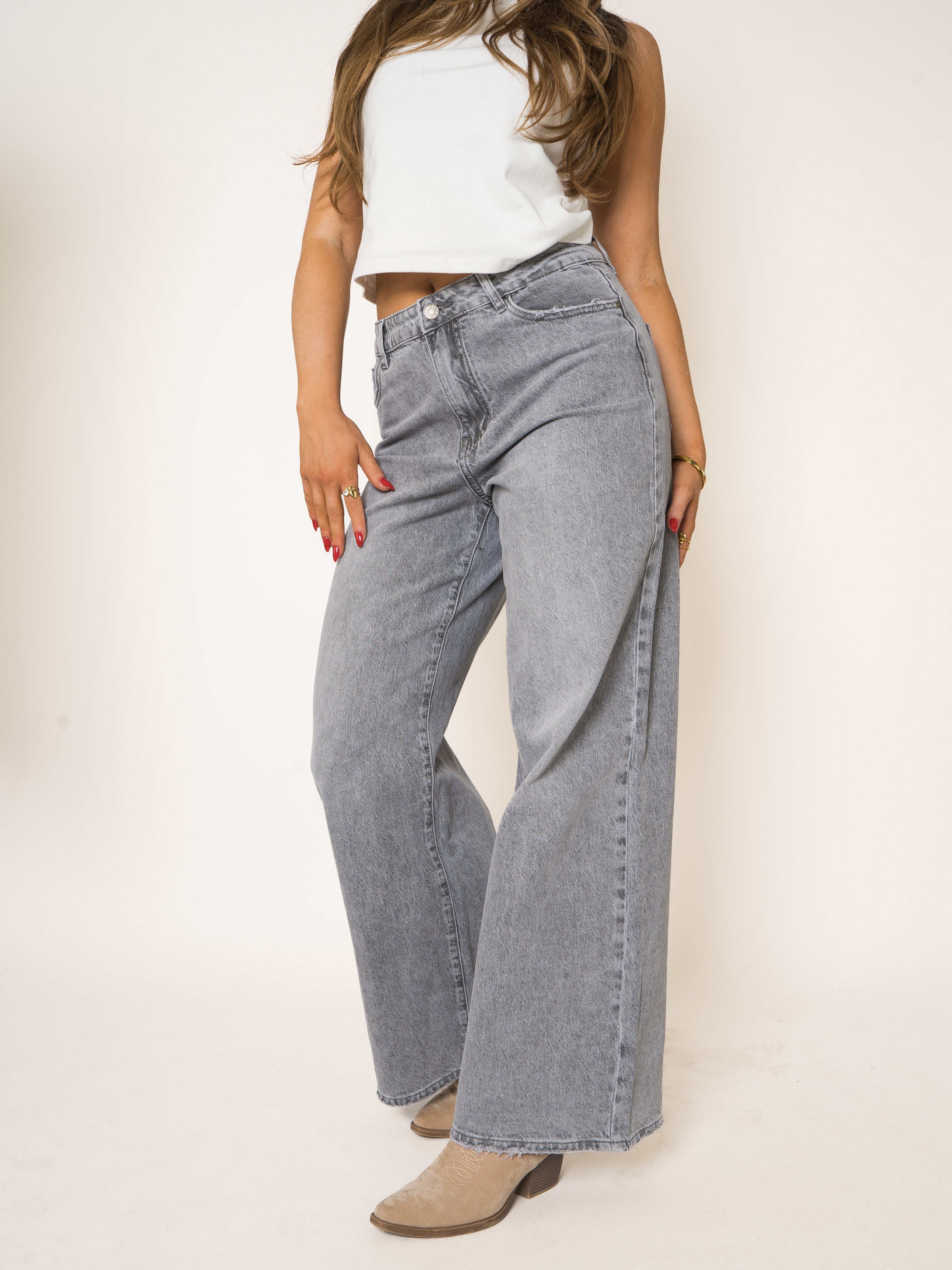 Stone Wide Leg Jeans