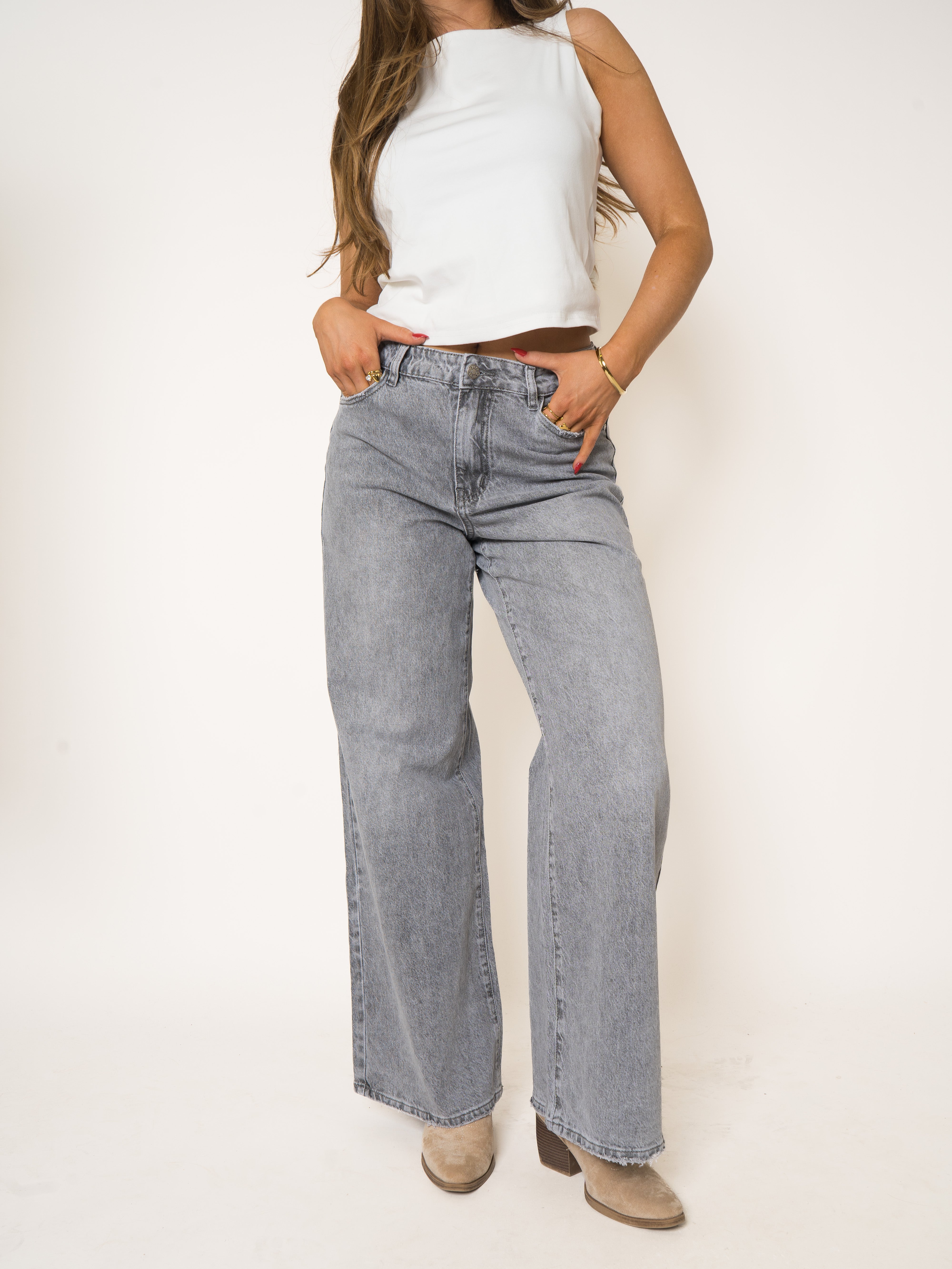 Stone Wide Leg Jeans