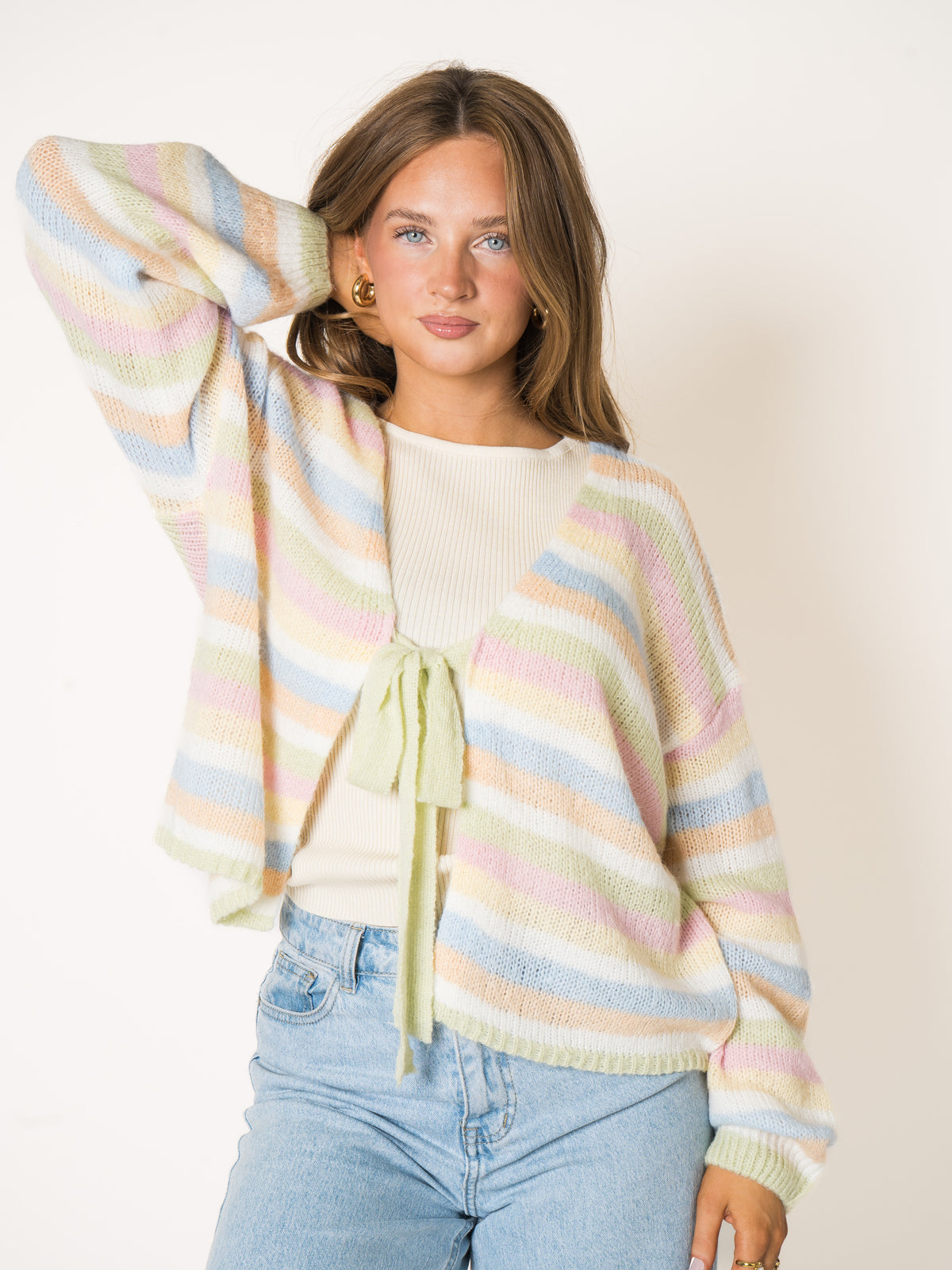Soft Hug Stripe Knit Caridgan