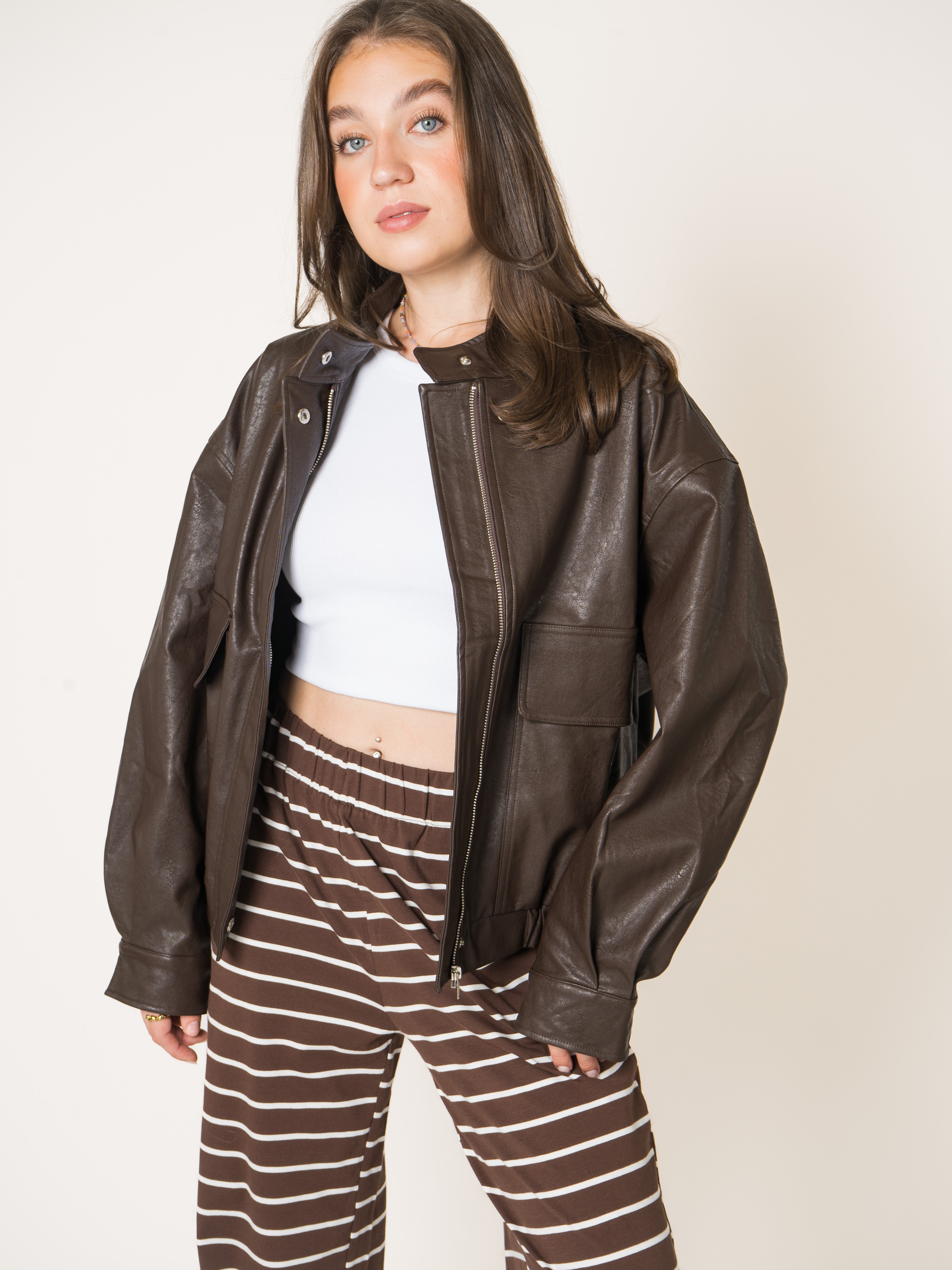 Oversize Leather Bomber