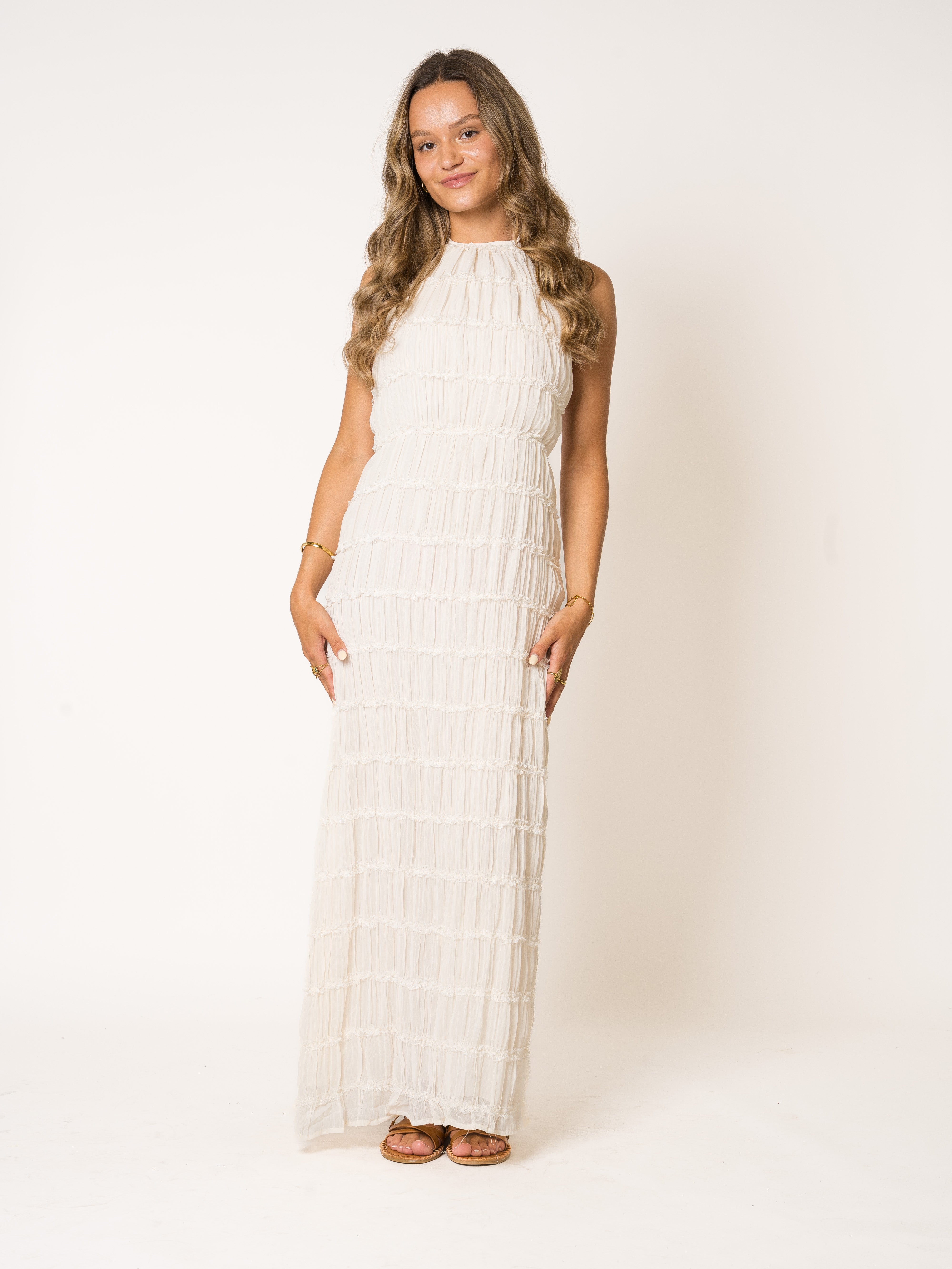 Sightseer Ruffle Midikleid