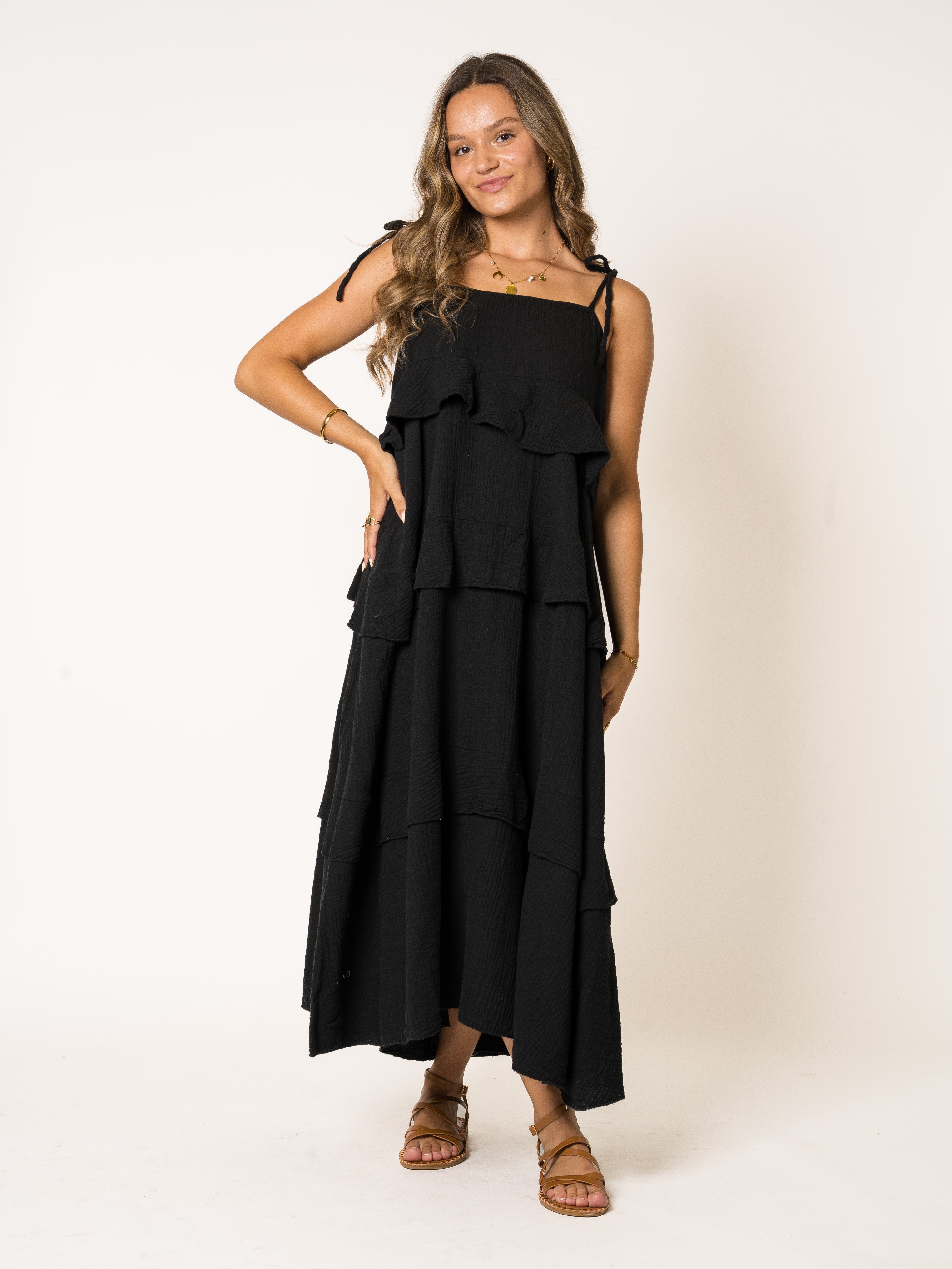 Lucky Deals 1829- Musselin Träger Midikleid Alania- Vom Umtausch ausgeschlossen