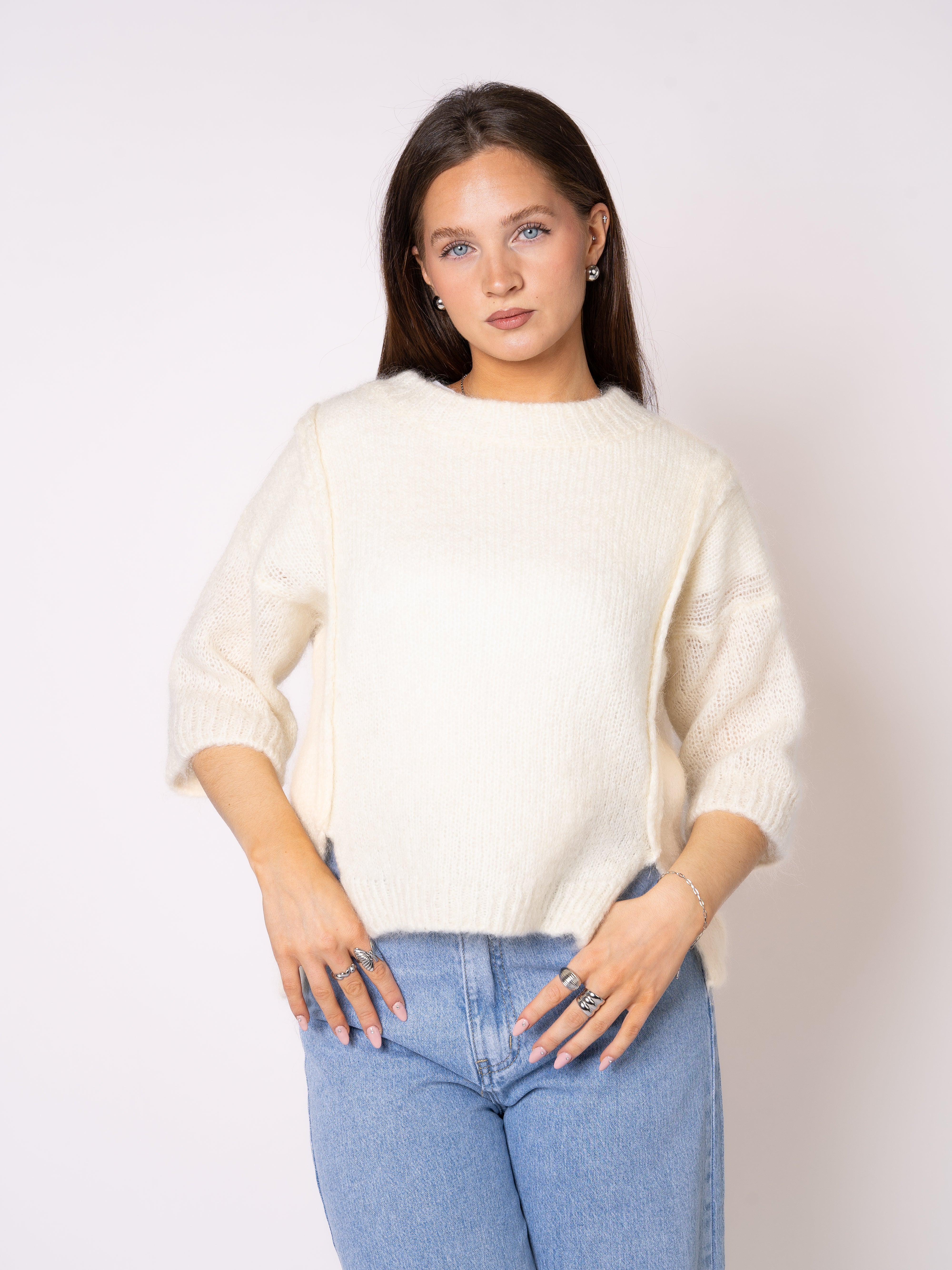 LUCKY DEAL 1113 Classy Shaped Strickshirt - Creme - vom Umtausch ausgeschlossen -