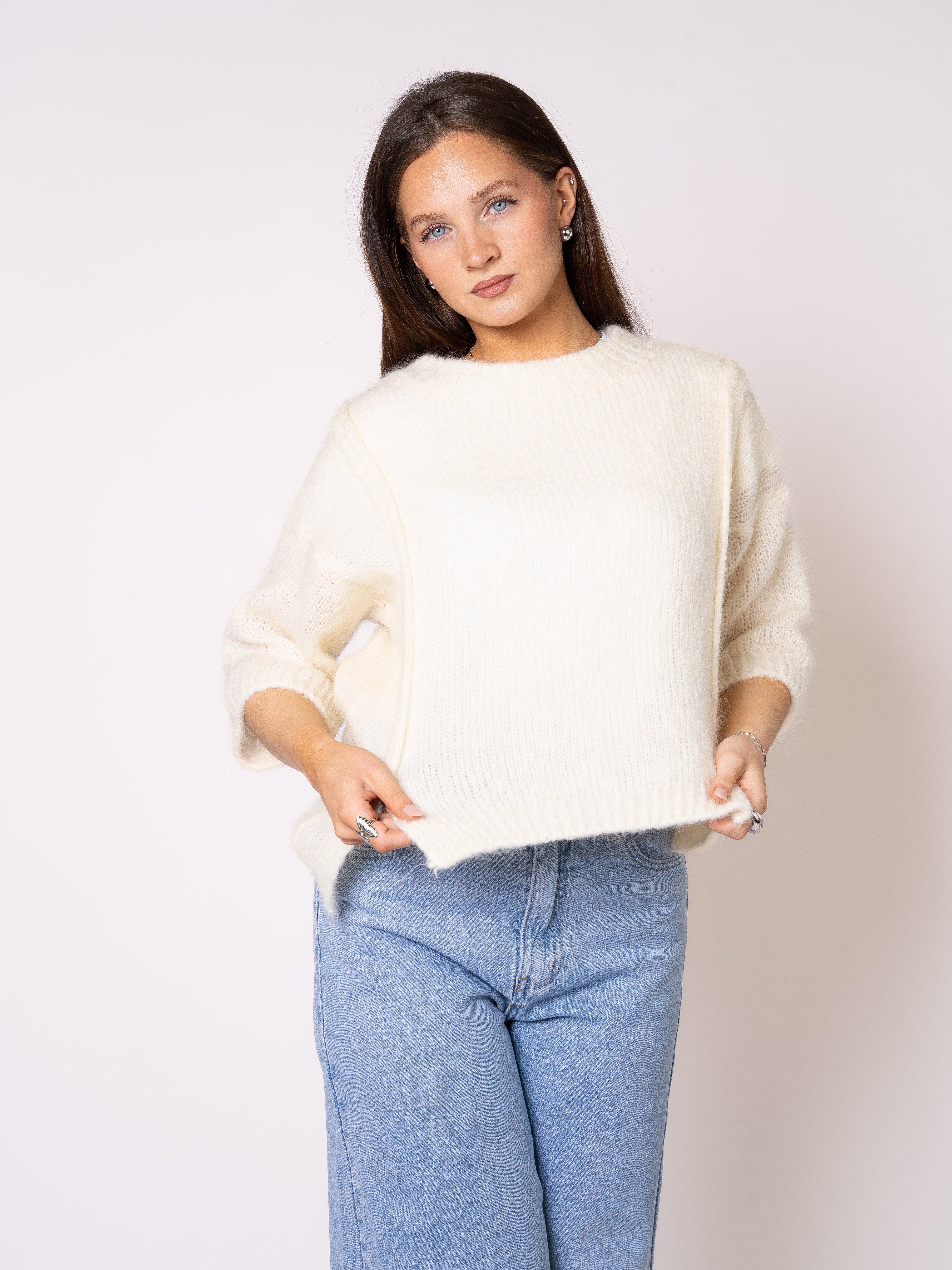 LUCKY DEAL 1113 Classy Shaped Strickshirt - Creme - vom Umtausch ausgeschlossen -