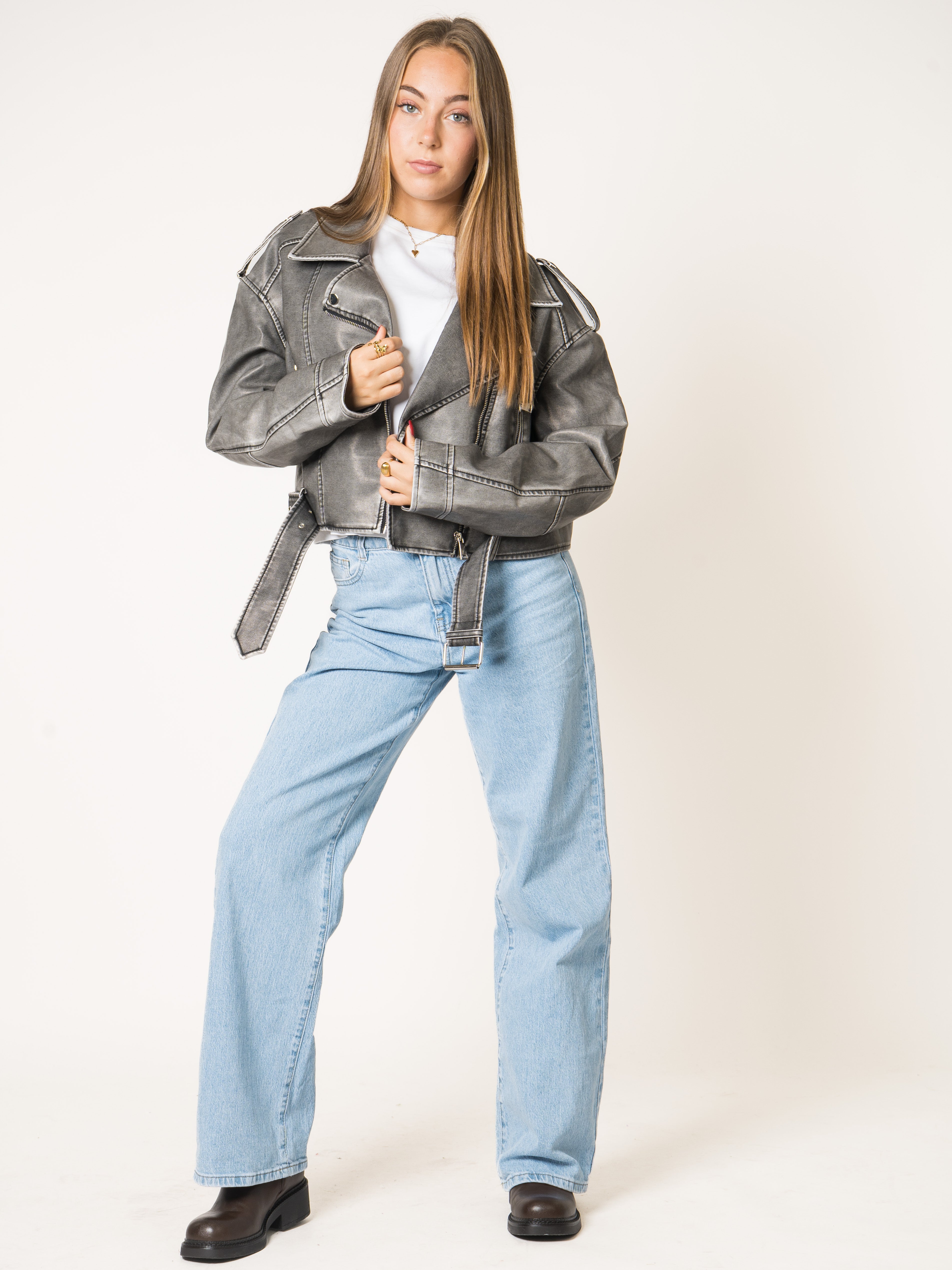 Wild Soul Leather Jacket - Washed Grau