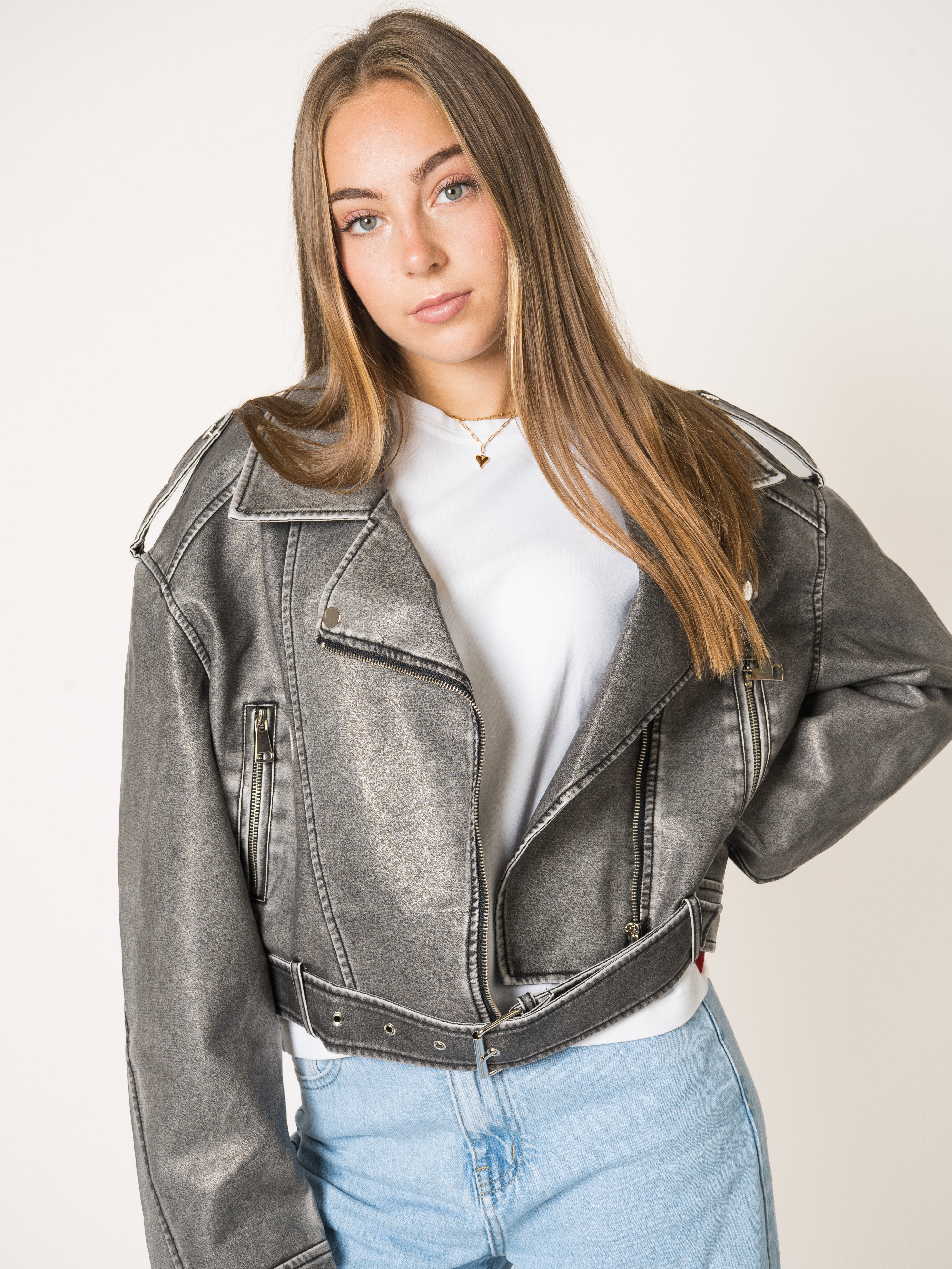 Wild Soul Leather Jacket - Washed Grau
