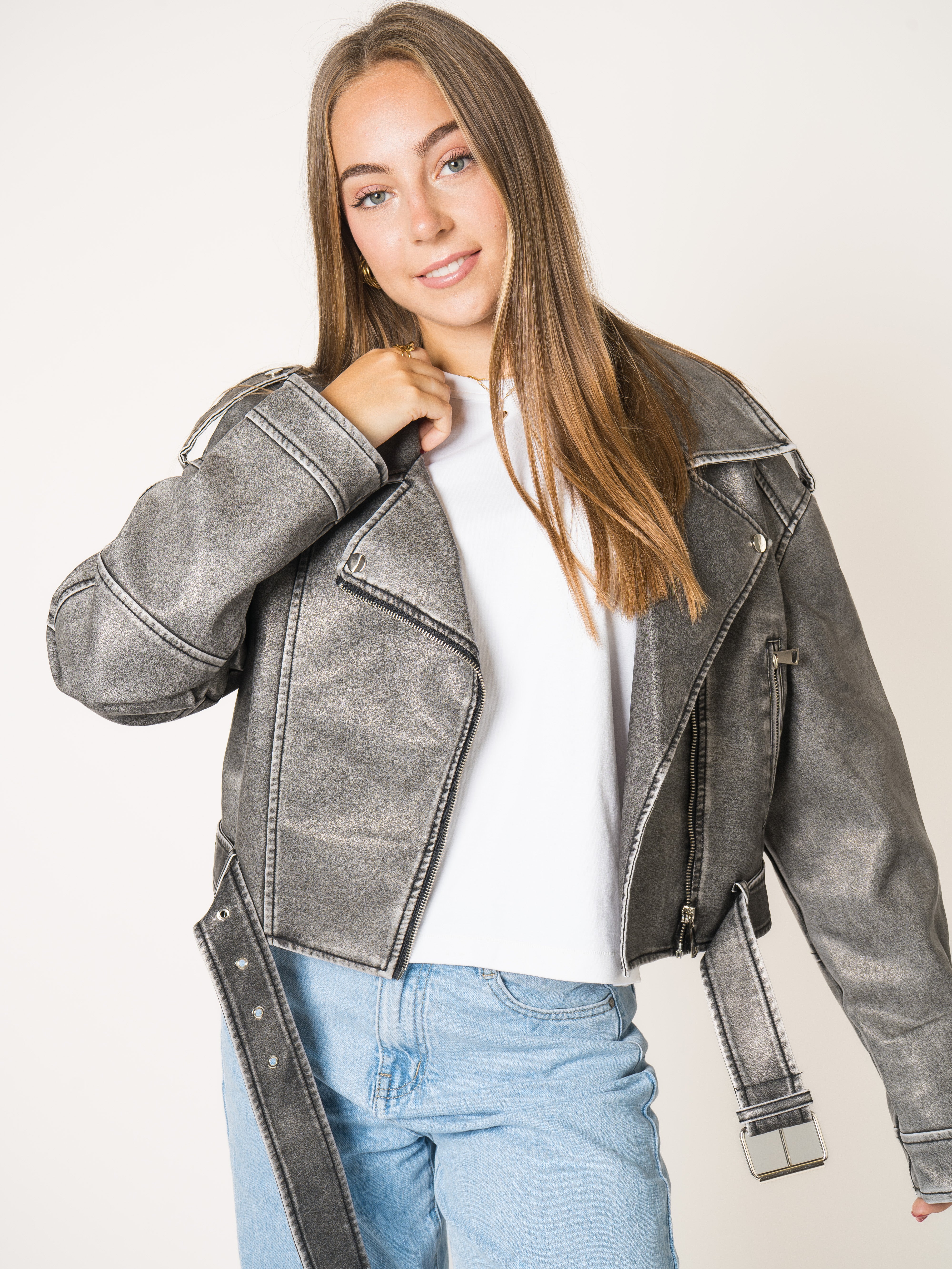 Wild Soul Leather Jacket - Washed Grau