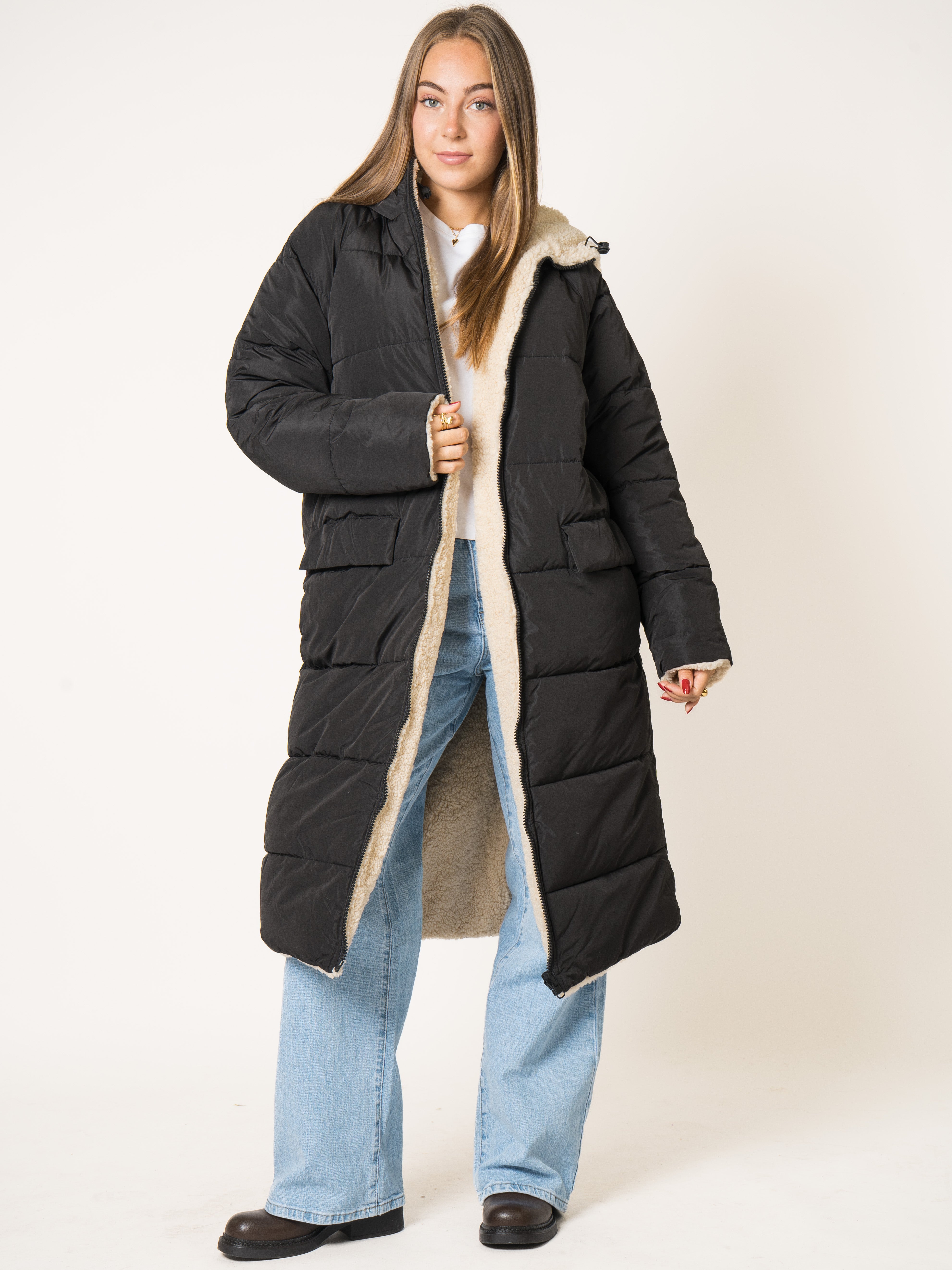 Two in One Winterjacke -  Schwarz/Creme