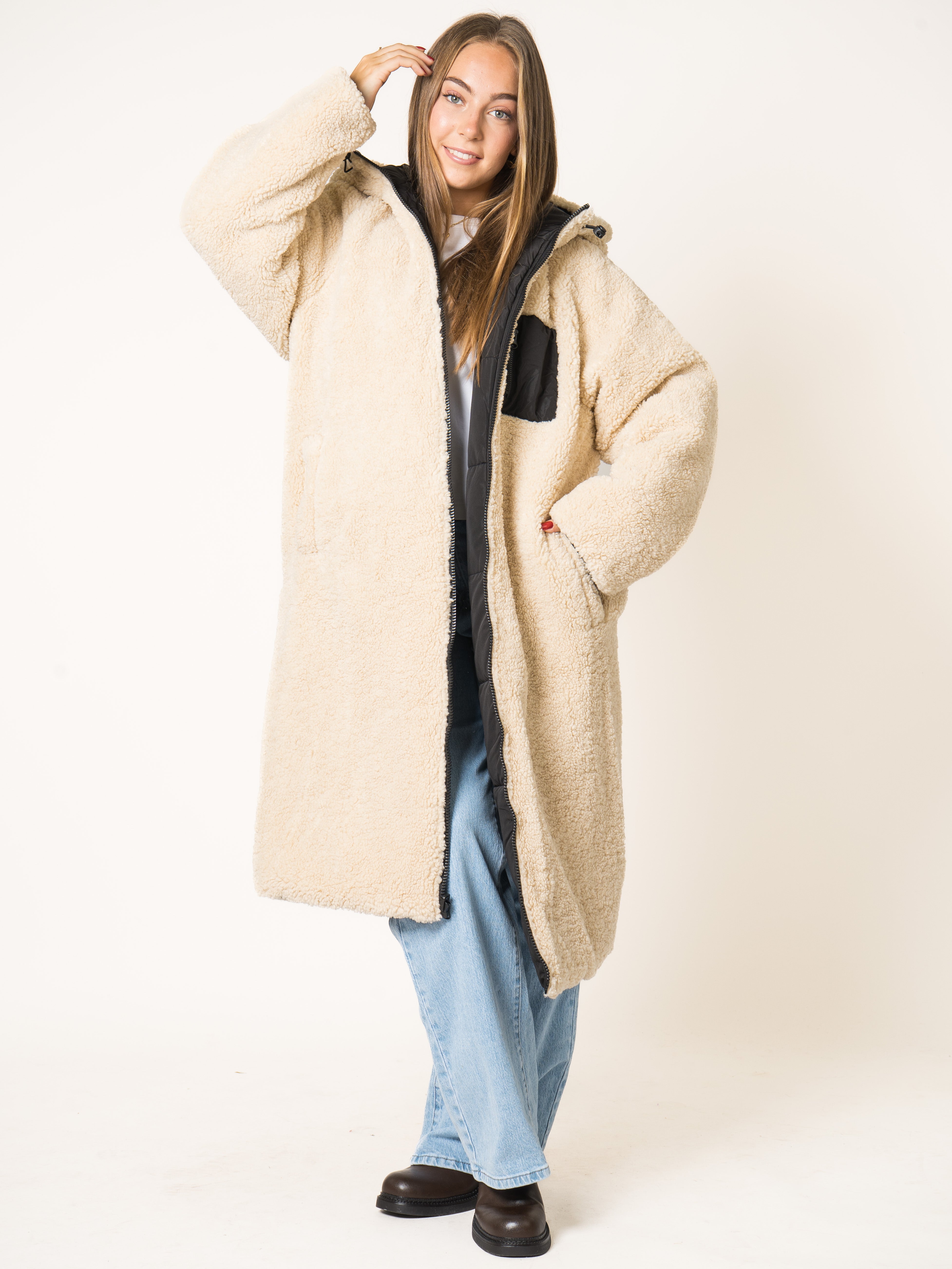 Two in One Winterjacke -  Schwarz/Creme