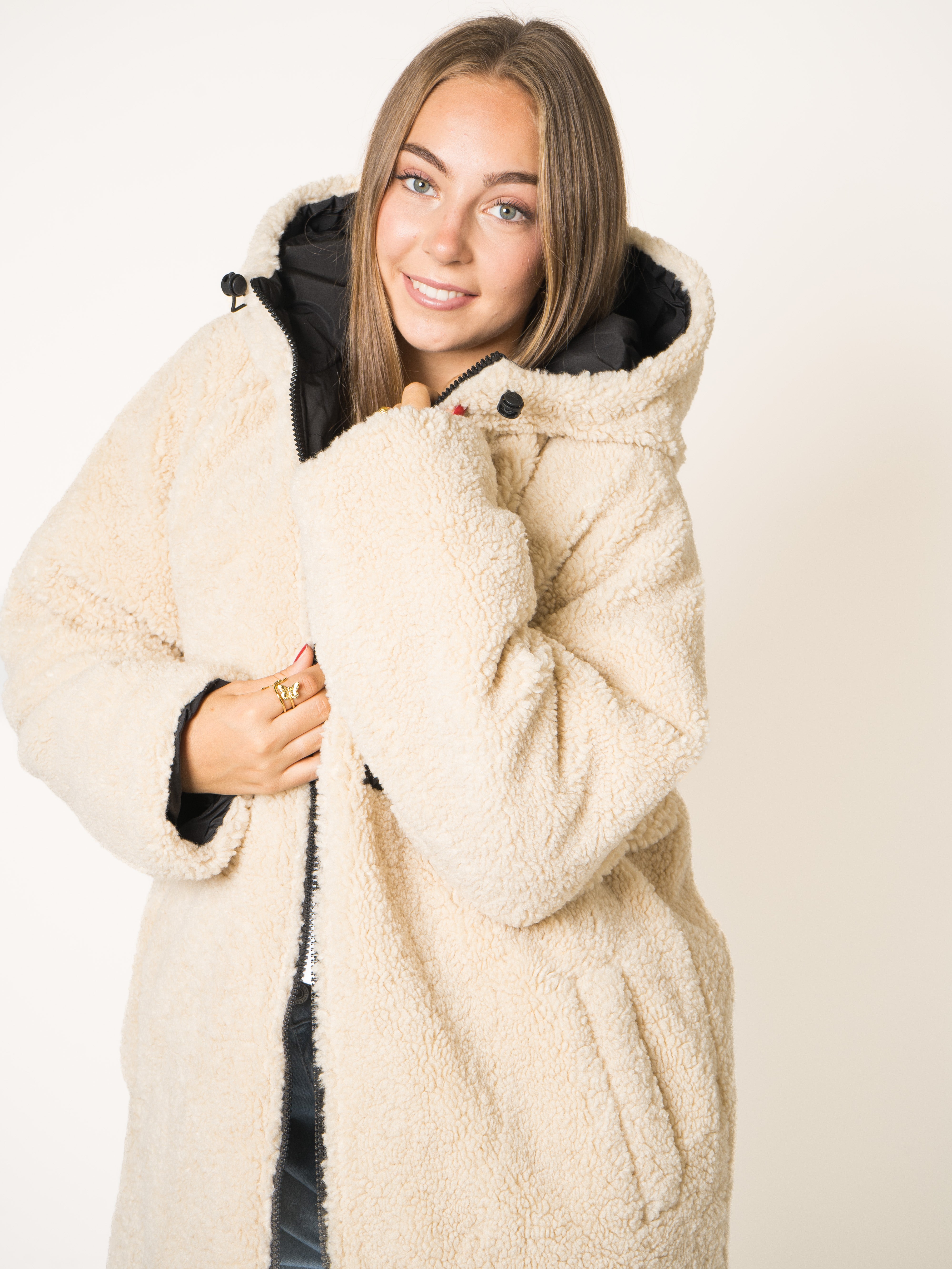 Two in One Winterjacke -  Schwarz/Creme