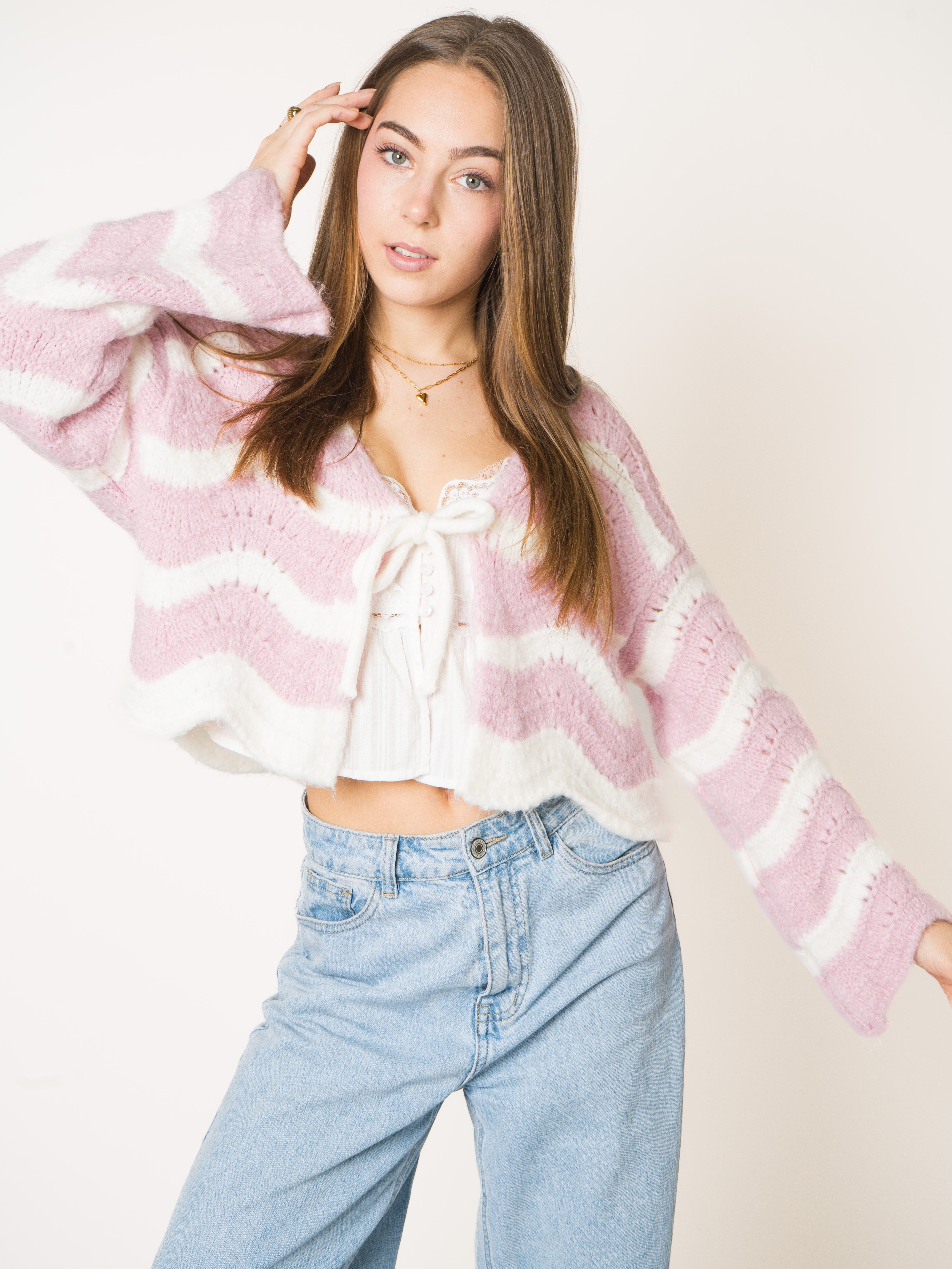 Wave n' Bow Knit Cardigan