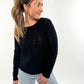 Graceful Back Bow Lace Sweater - schwarz