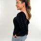 Graceful Back Bow Lace Sweater - schwarz