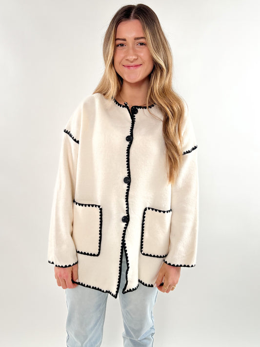 Cardigan with creme crocheted - cremeweiss