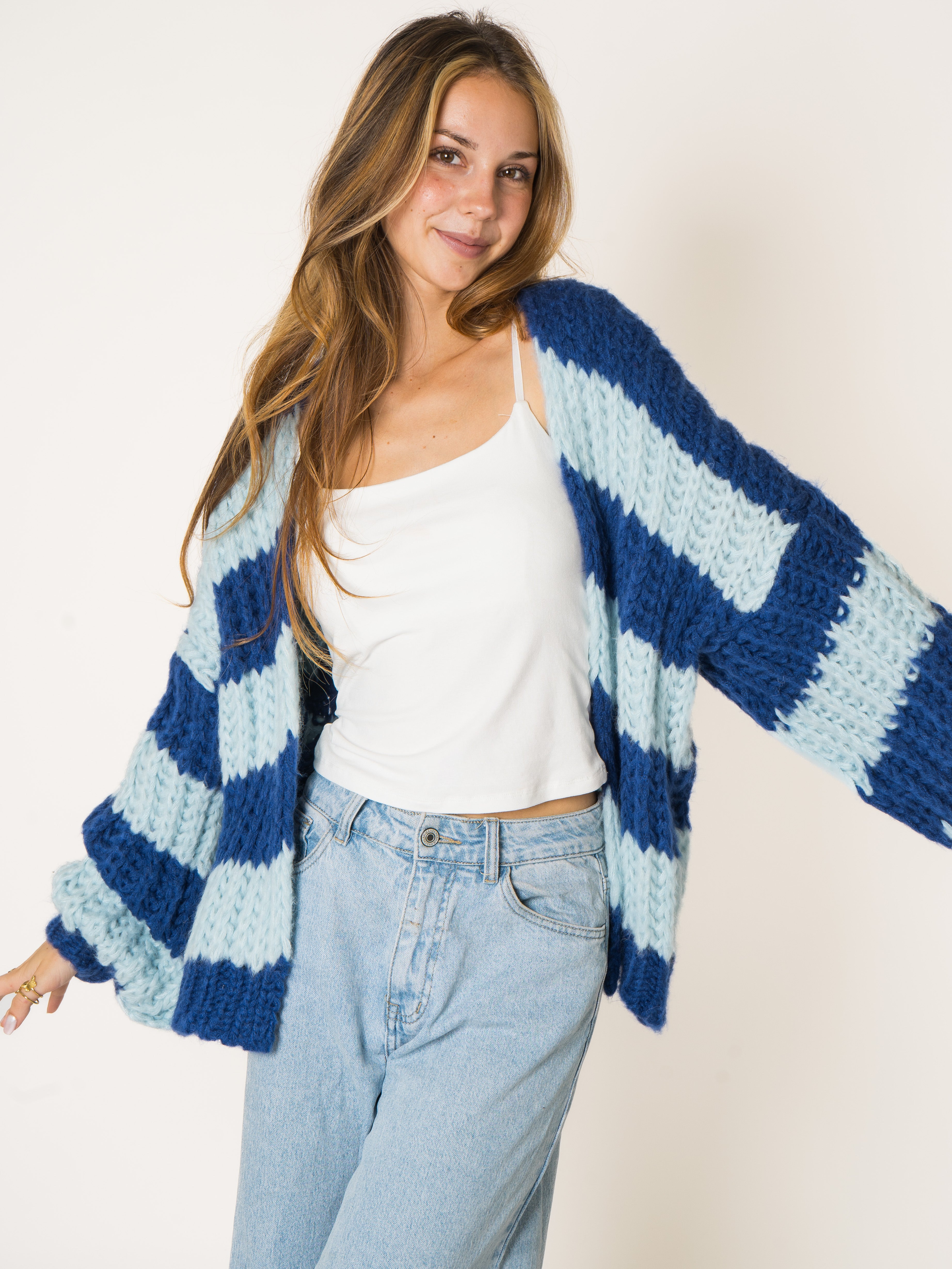 Blueberry Stripes Knit Cardigan