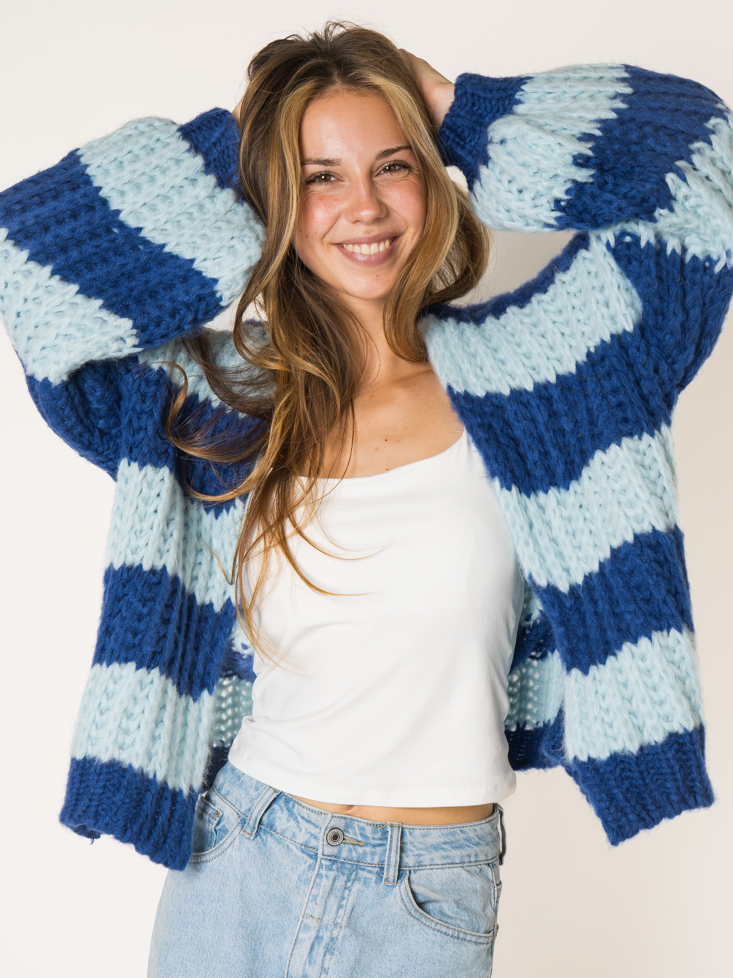 Blueberry Stripes Knit Cardigan
