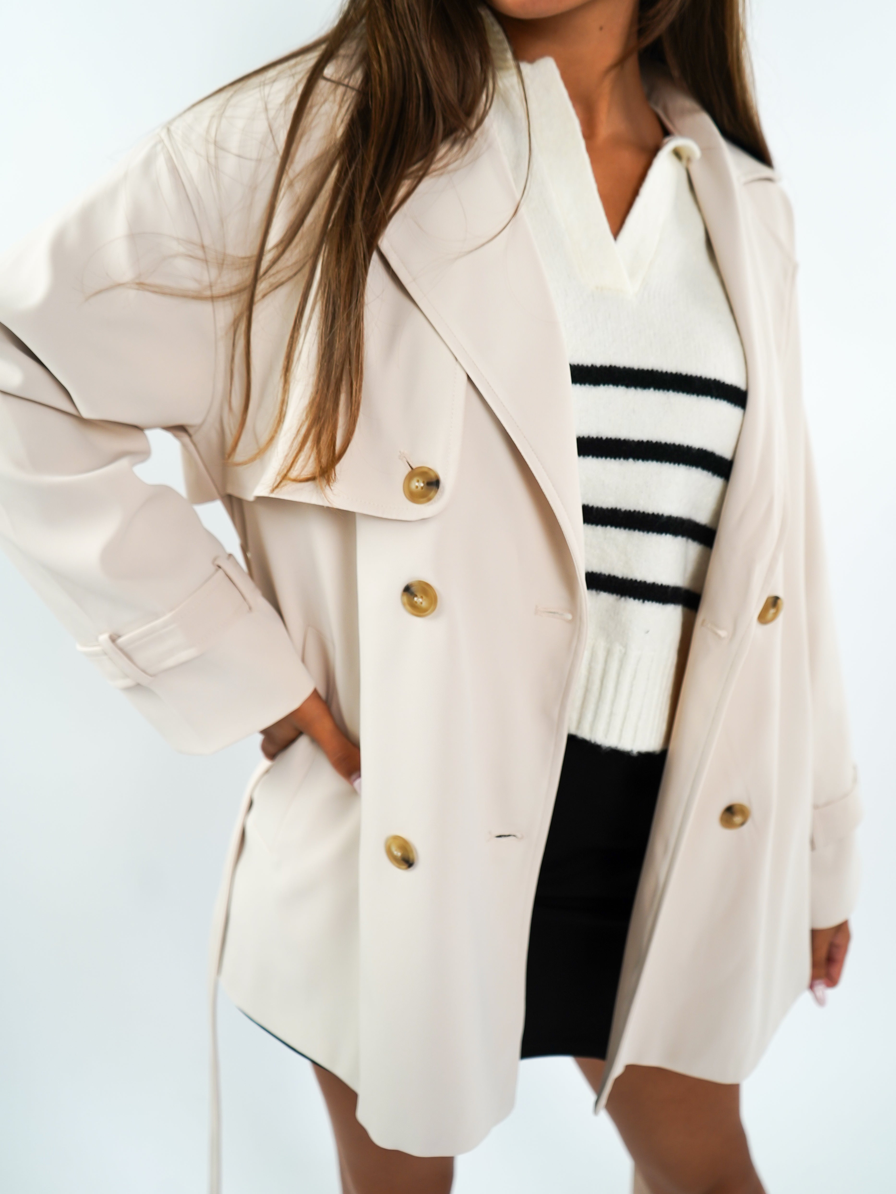 LUCKY DEAL 1305 Trenchcoat Kurz - Cremebeige - vom Umtausch ausgeschlossen -