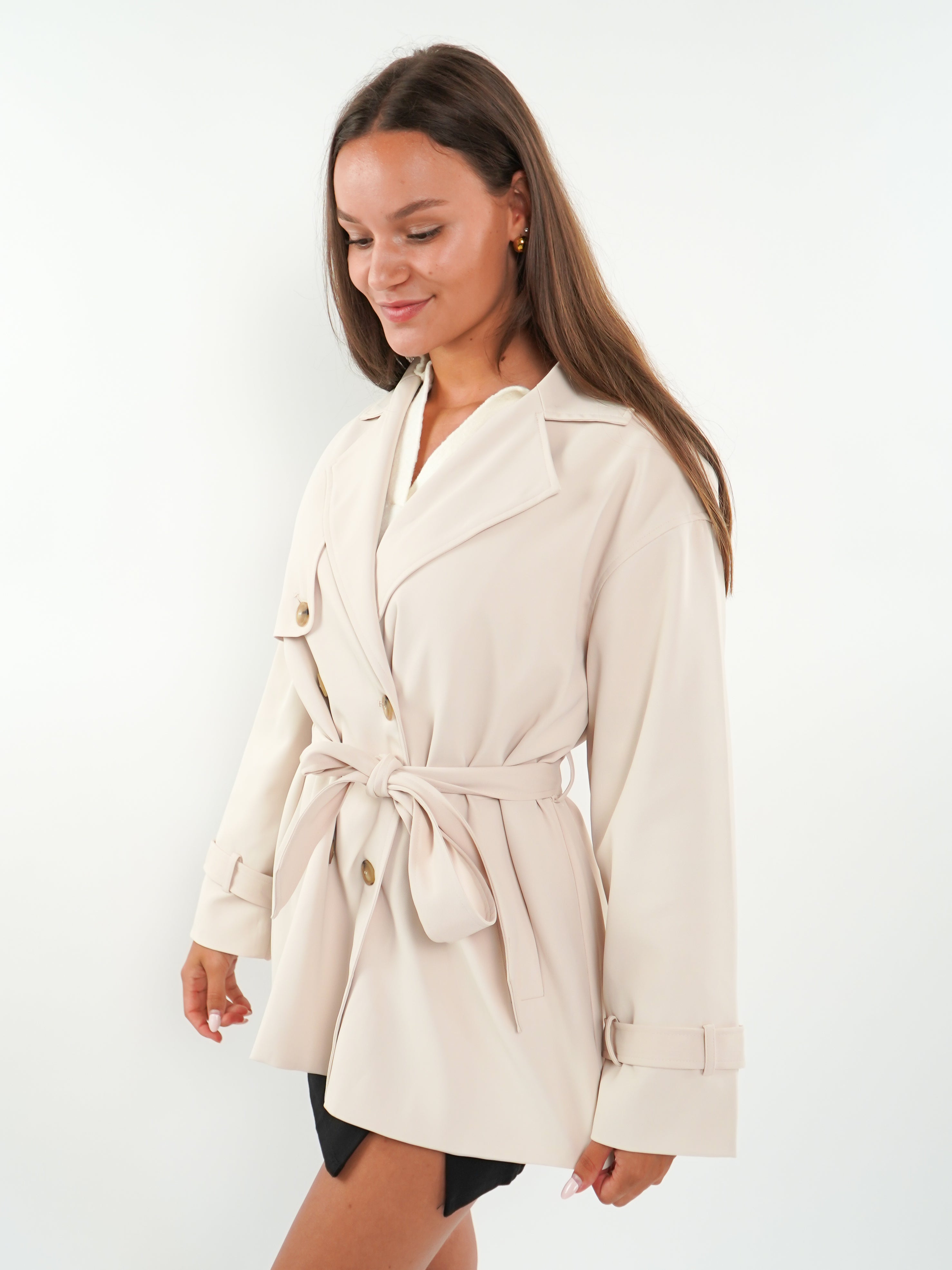 LUCKY DEAL 1305 Trenchcoat Kurz - Cremebeige - vom Umtausch ausgeschlossen -