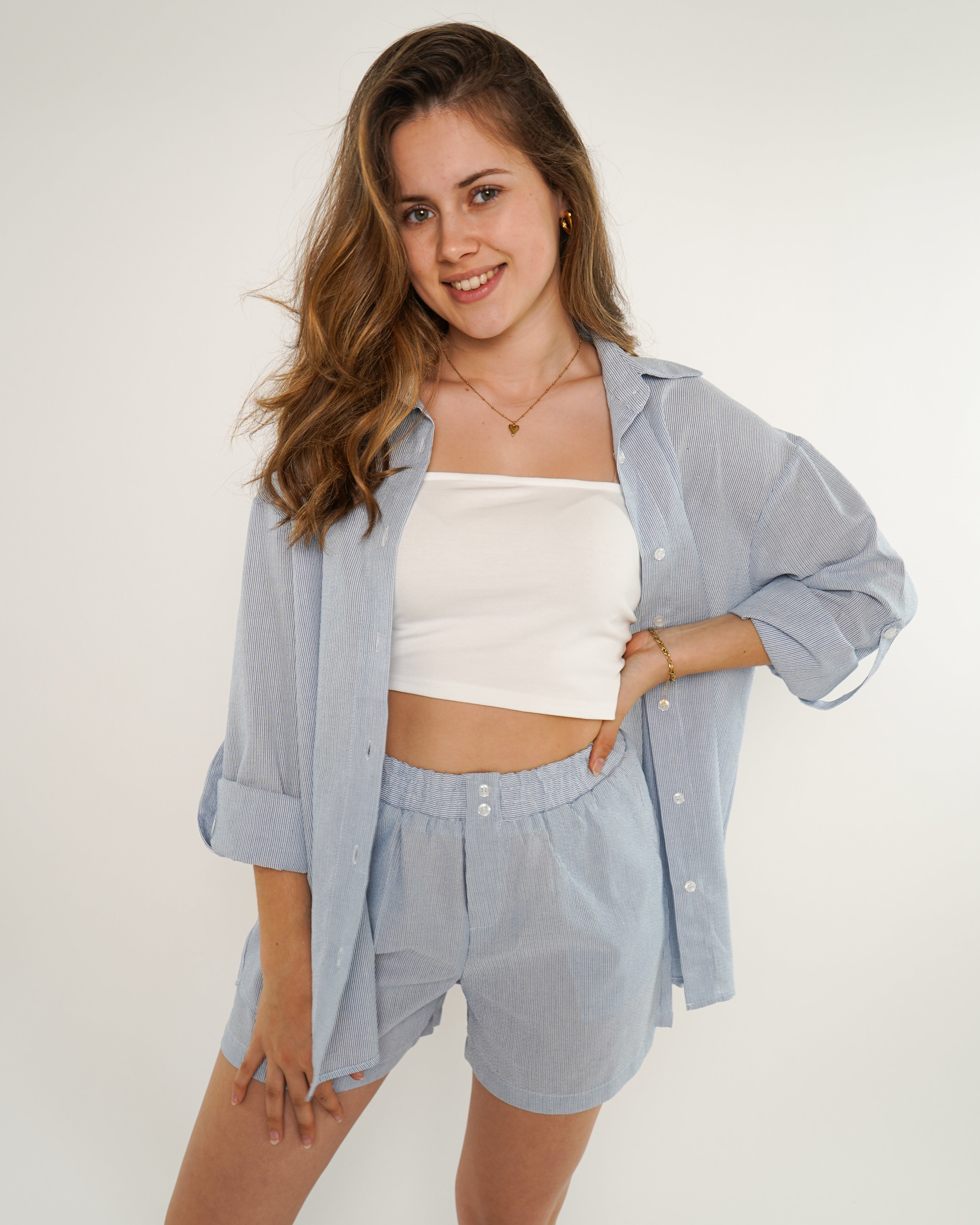 Skandinavien Shorts Mathilda - Blau / Weiß