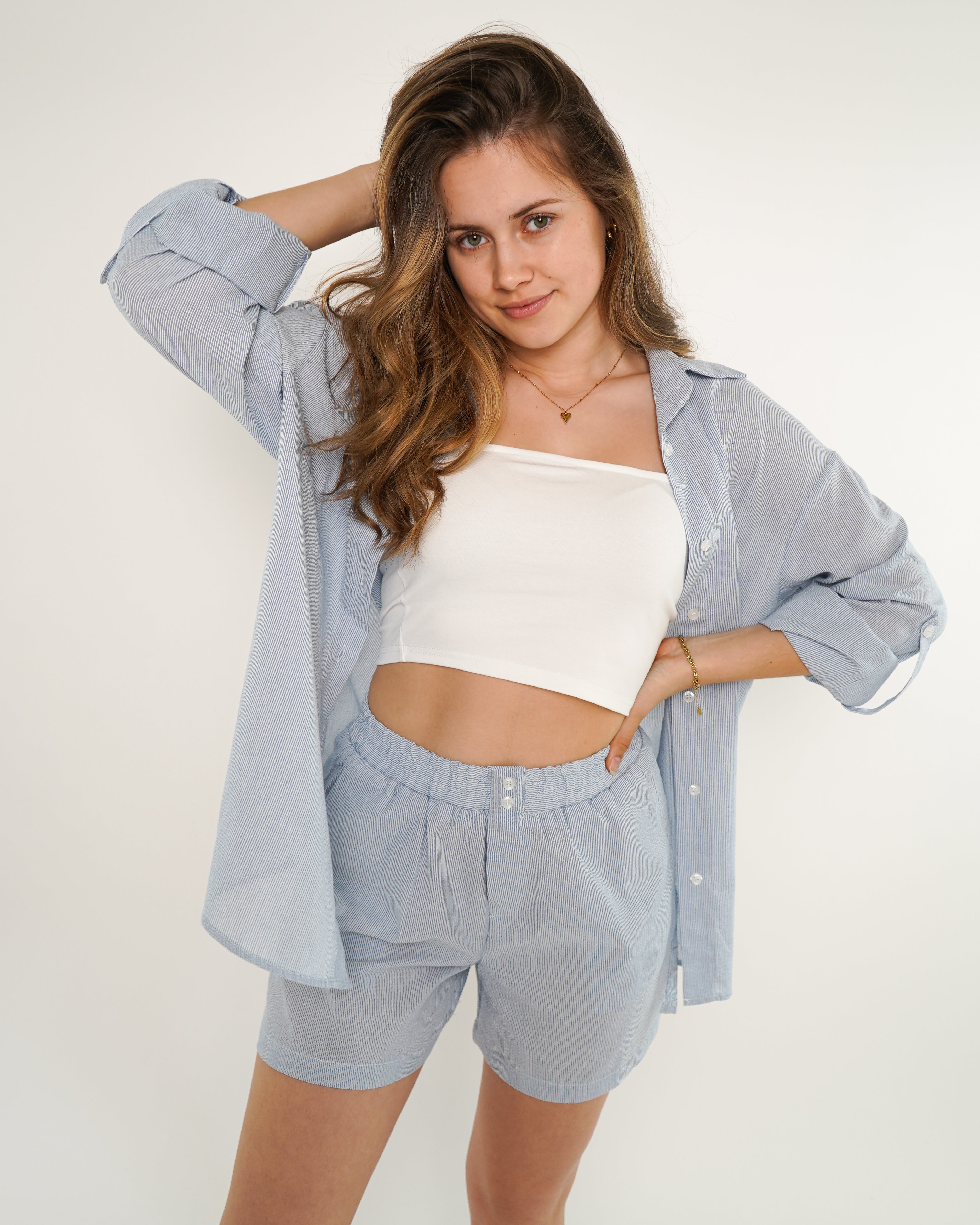 Skandinavien Shorts Mathilda - Blau / Weiß
