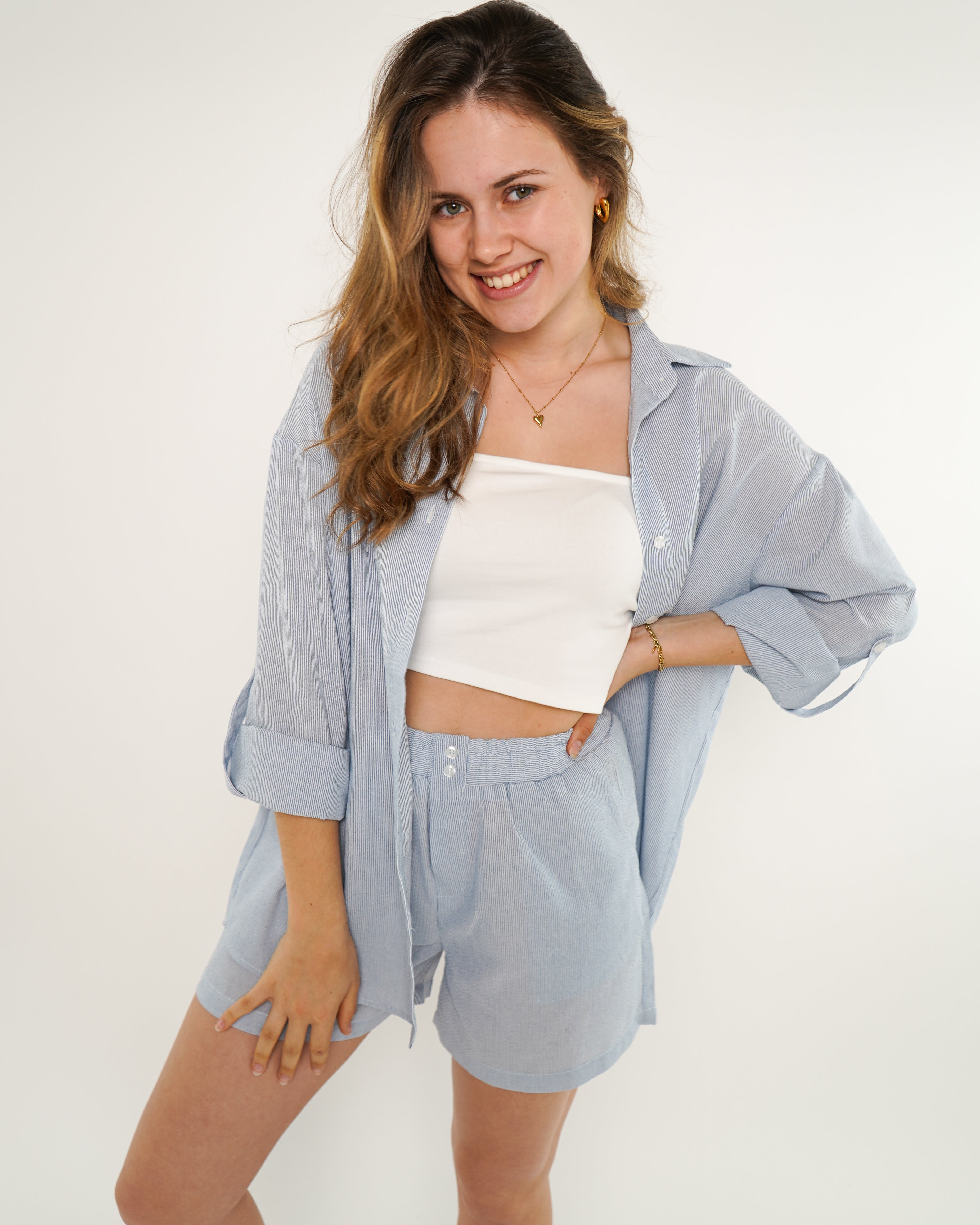 Skandinavien Shorts Mathilda - Blau / Weiß