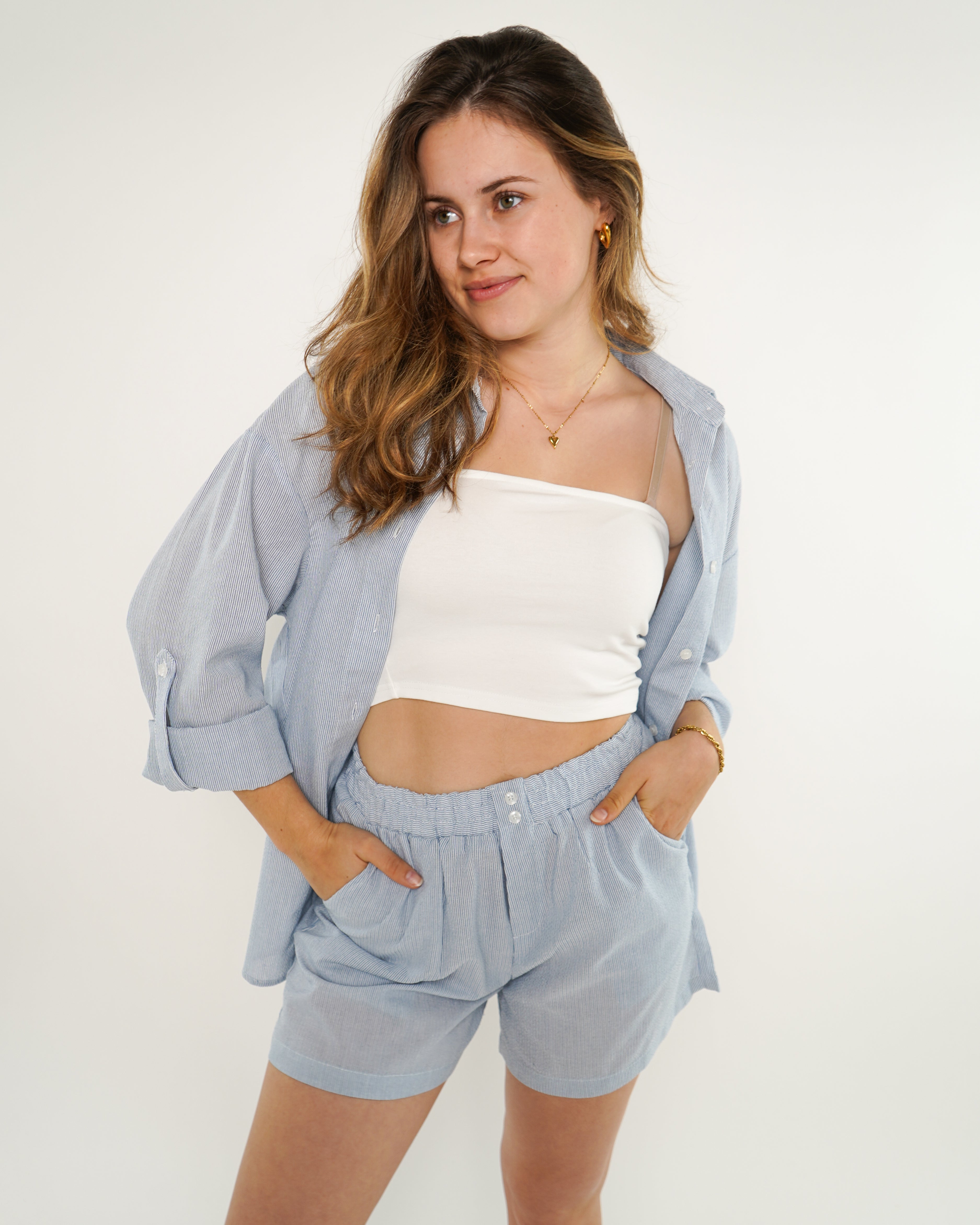 Skandinavien Shorts Mathilda - Blau / Weiß