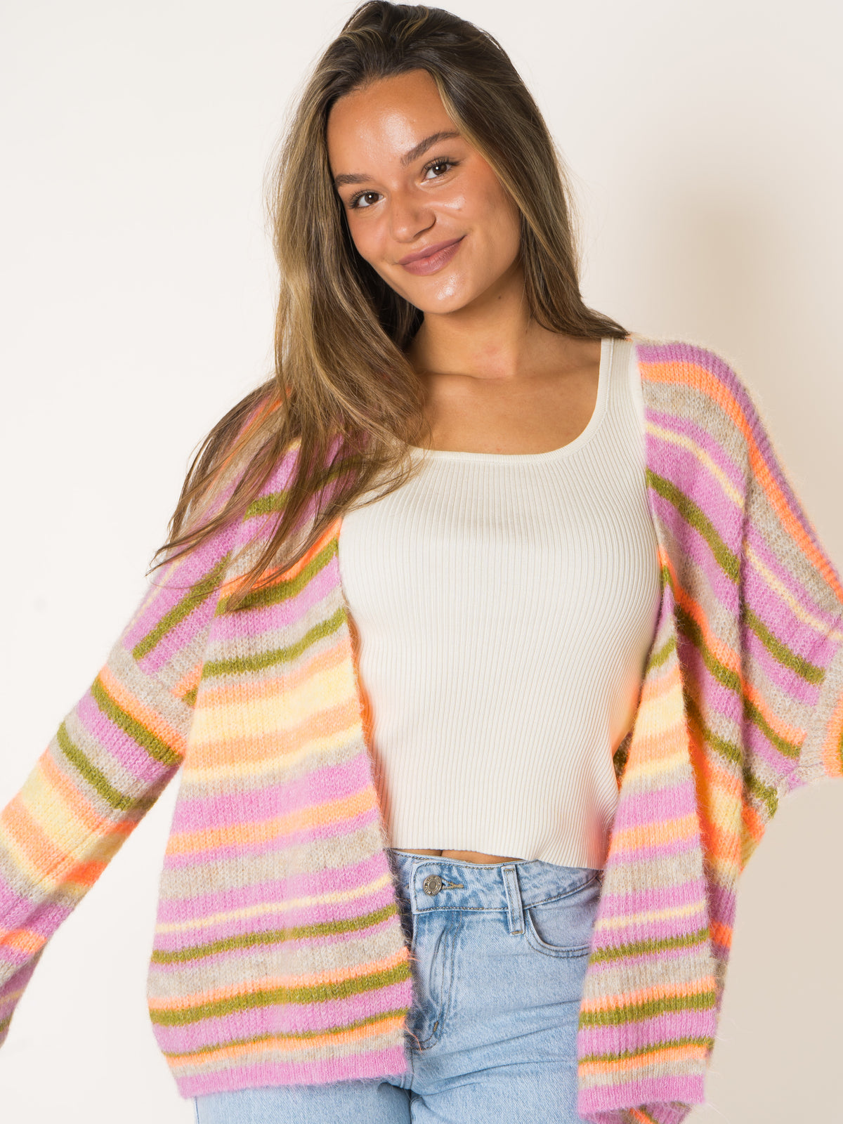 Colors Of Autumn Stripe Knit Cardigan