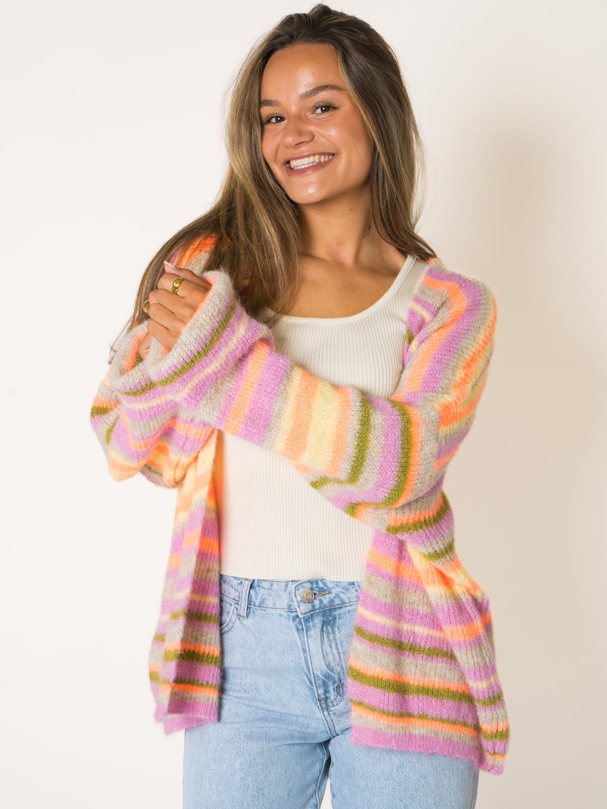 Colors Of Autumn Stripe Knit Cardigan
