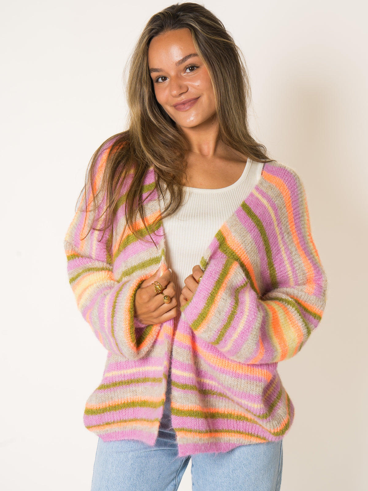 Colors Of Autumn Stripe Knit Cardigan