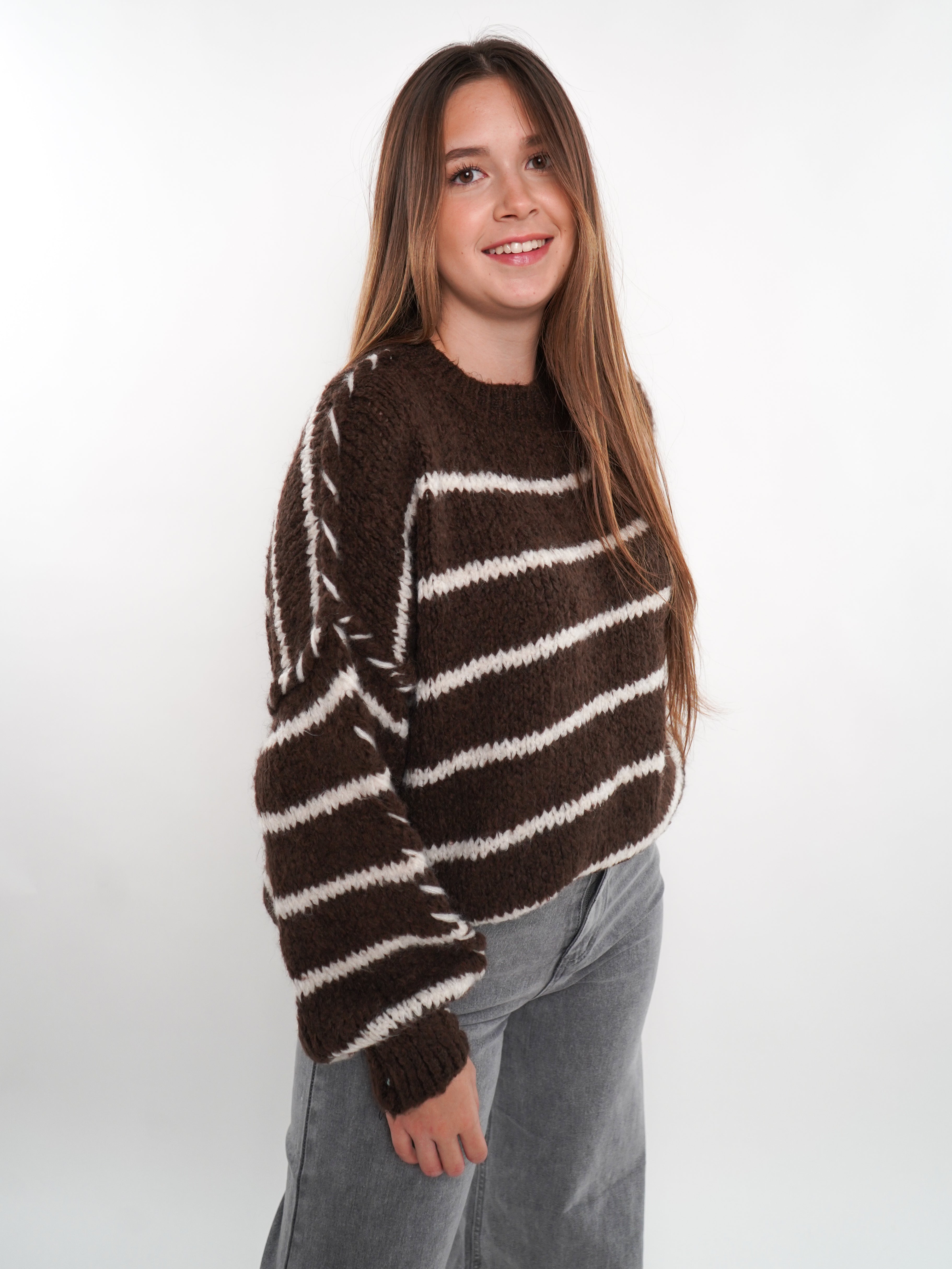 Stripe Vibe Strickpullover - Chocolate