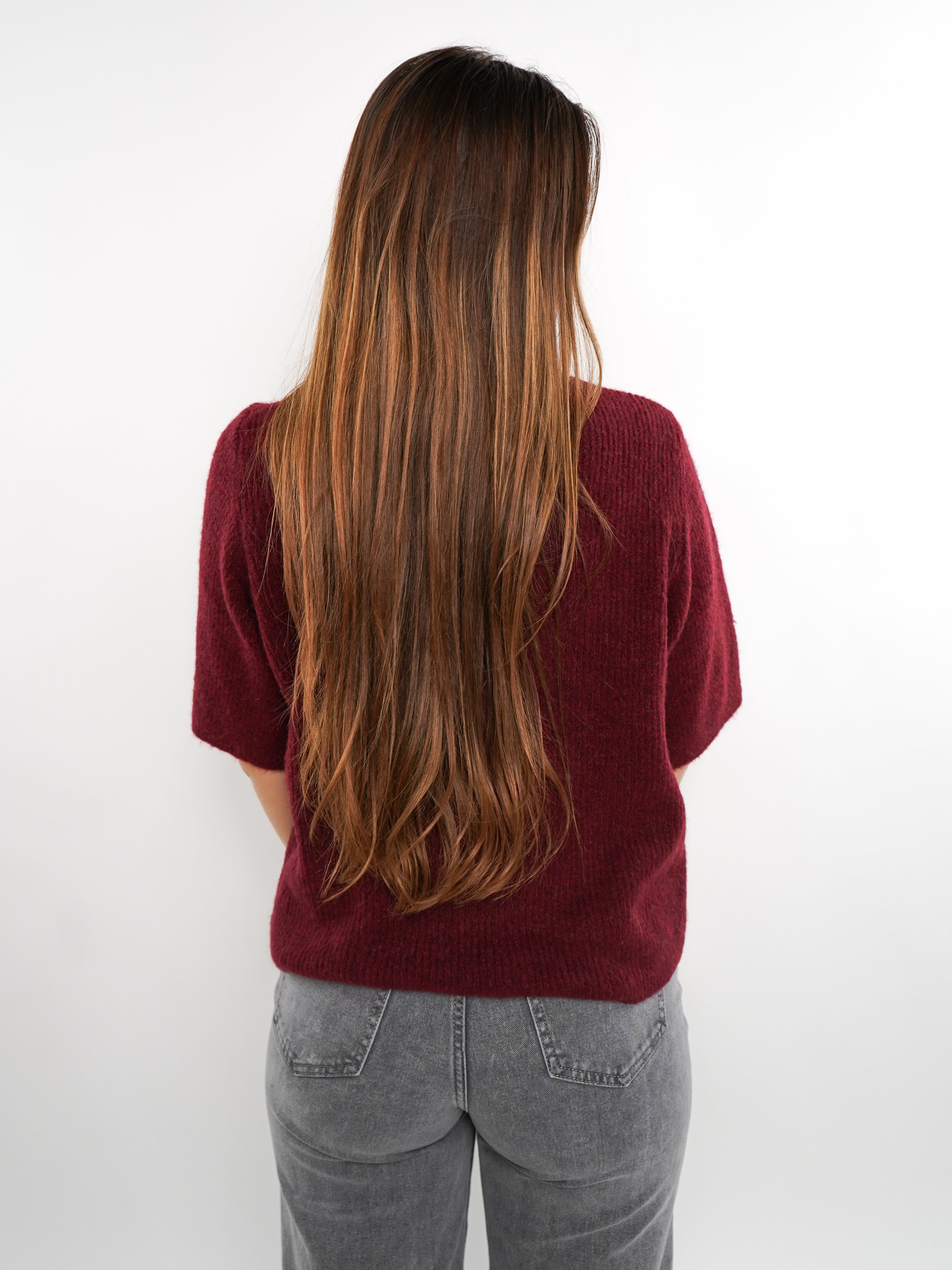 Strickshirt Kurzarm Ina - Bordeaux