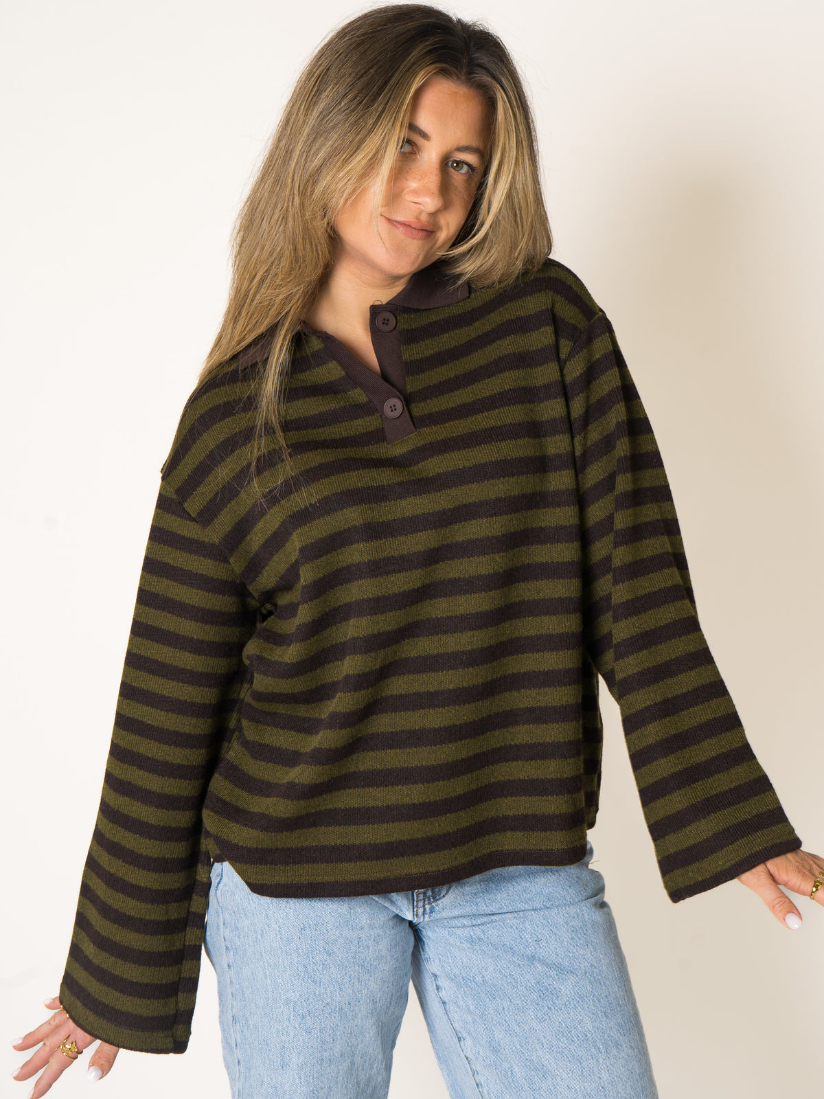 Polo Knit Sweater Stripes