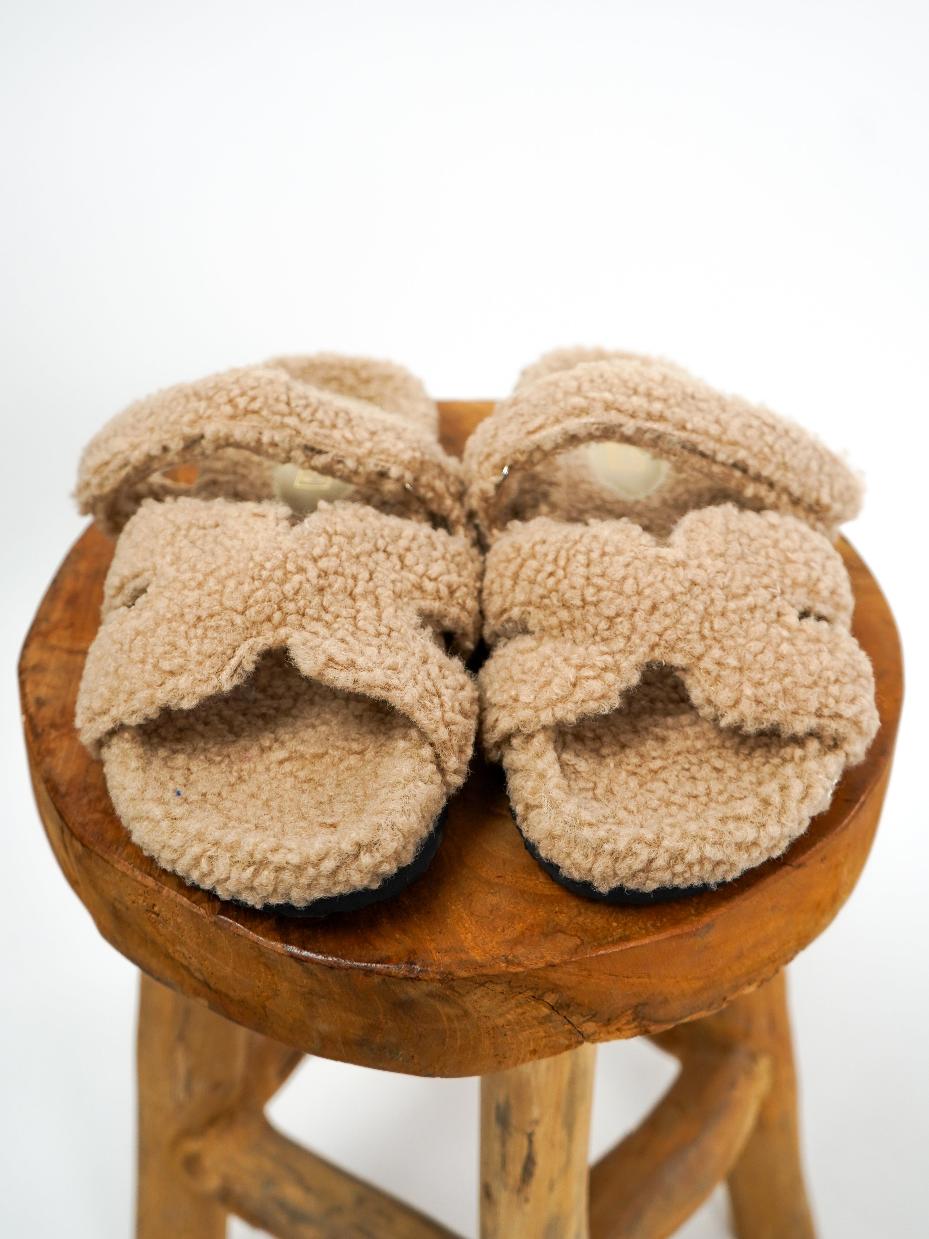 Teddy Slippers - Hellbraun