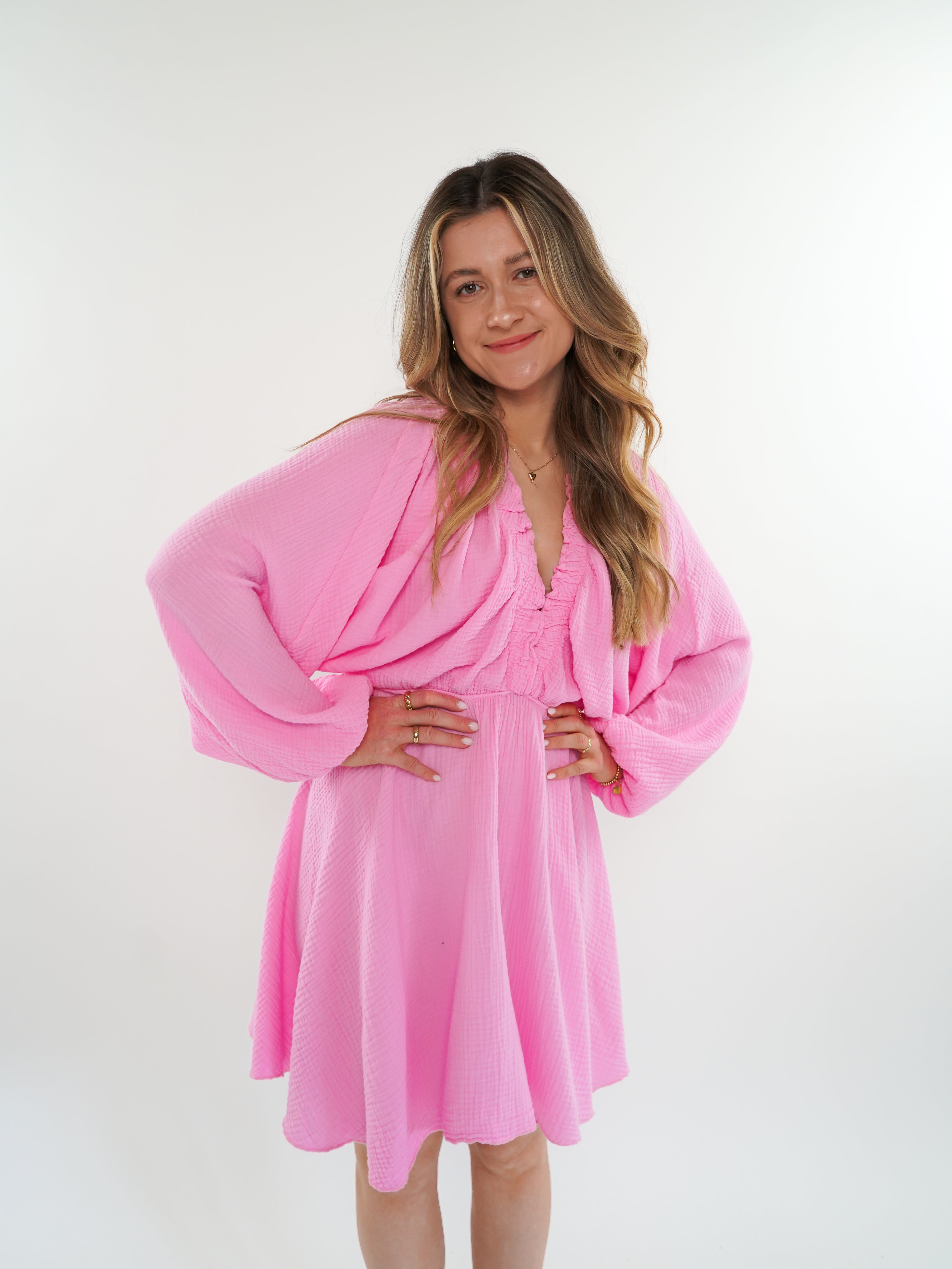 LUCKY DEAL 208  Best Moment Musselin Minikleid - Rosa - vom Umtausch ausgeschlossen -