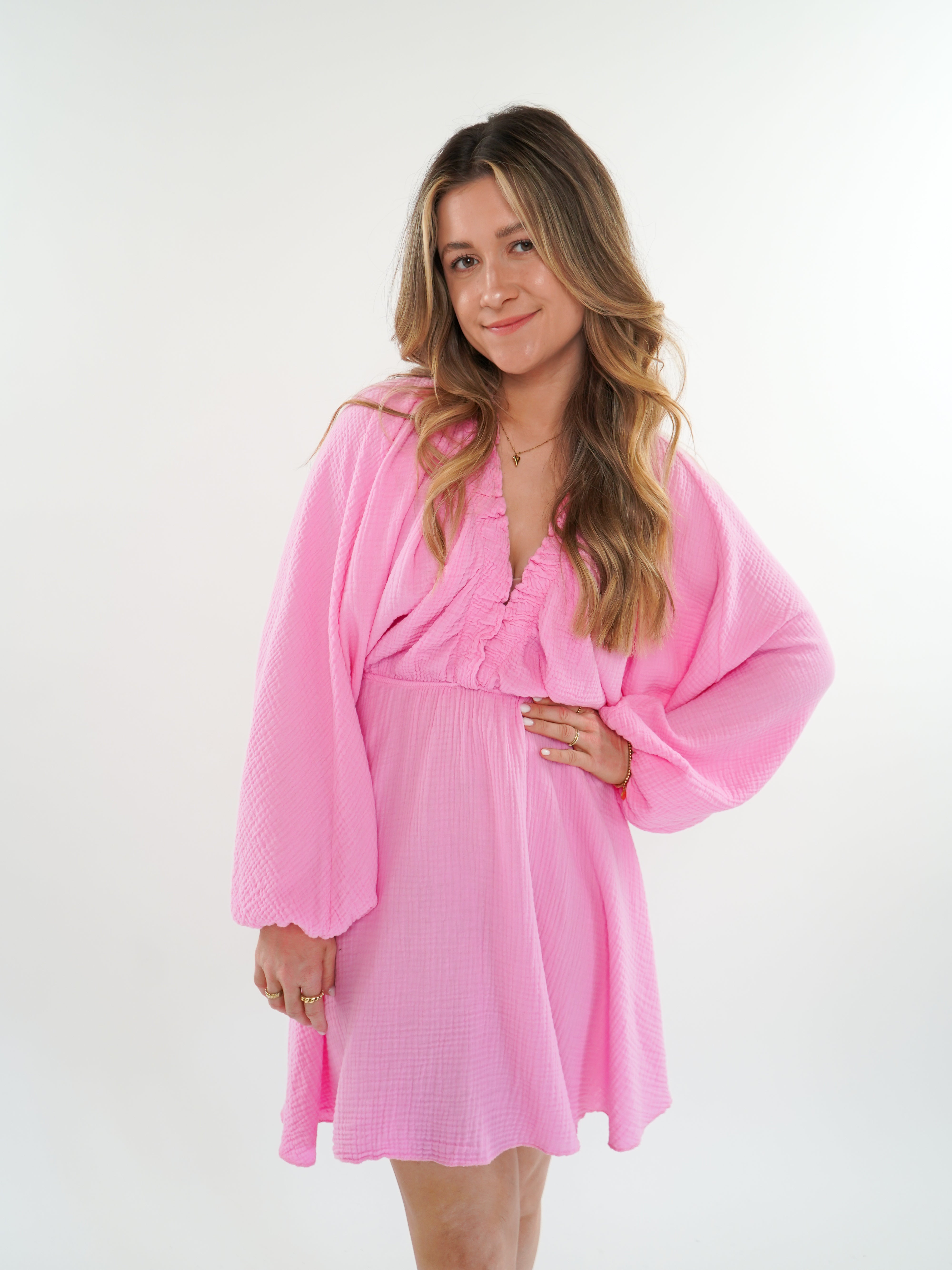 LUCKY DEAL 208  Best Moment Musselin Minikleid - Rosa - vom Umtausch ausgeschlossen -