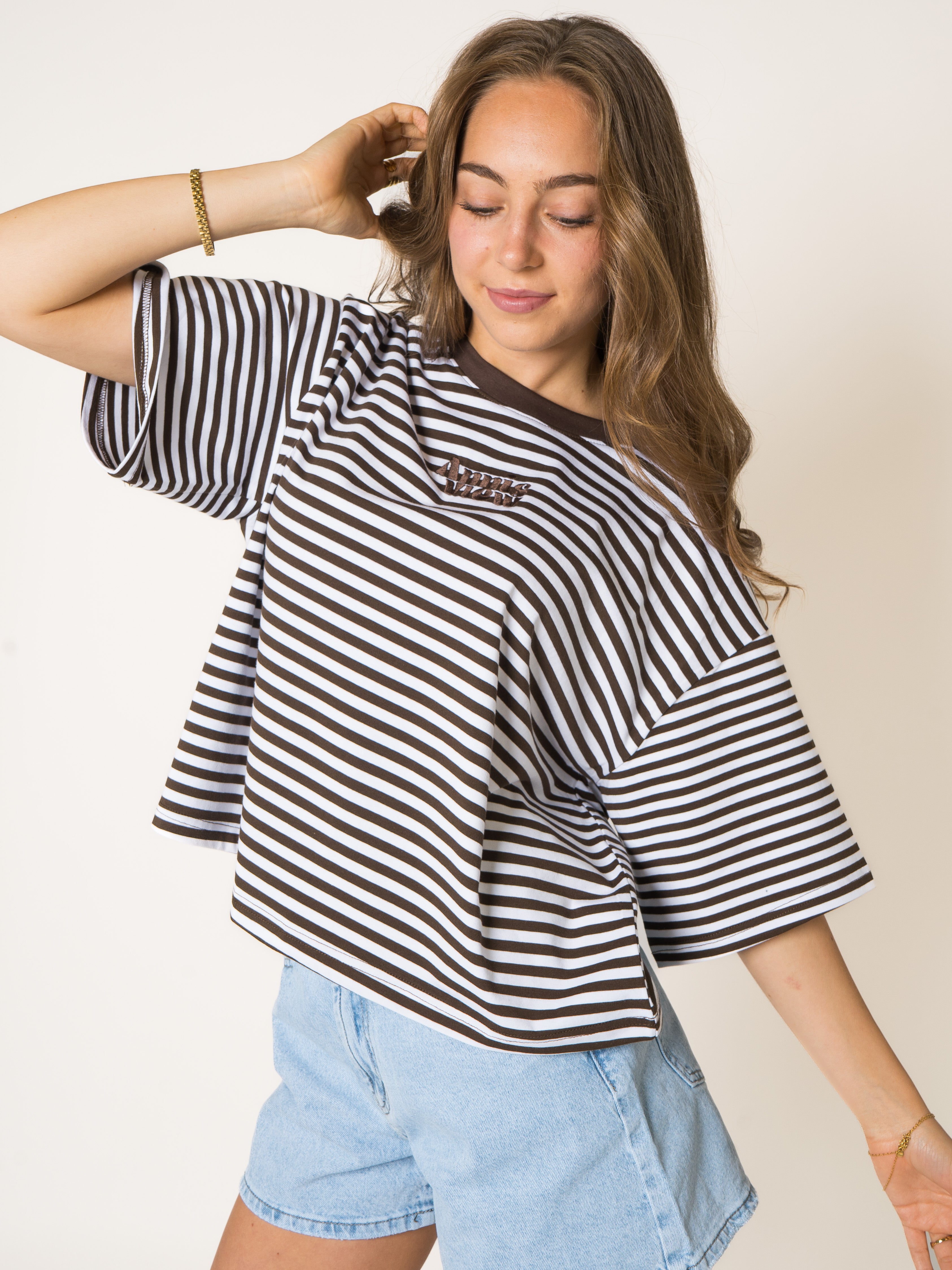 LUCKY DEAL 2252 Oversized T-Shirt Chocolate Stripes - Chocolate - vom Umtausch ausgeschlossen -