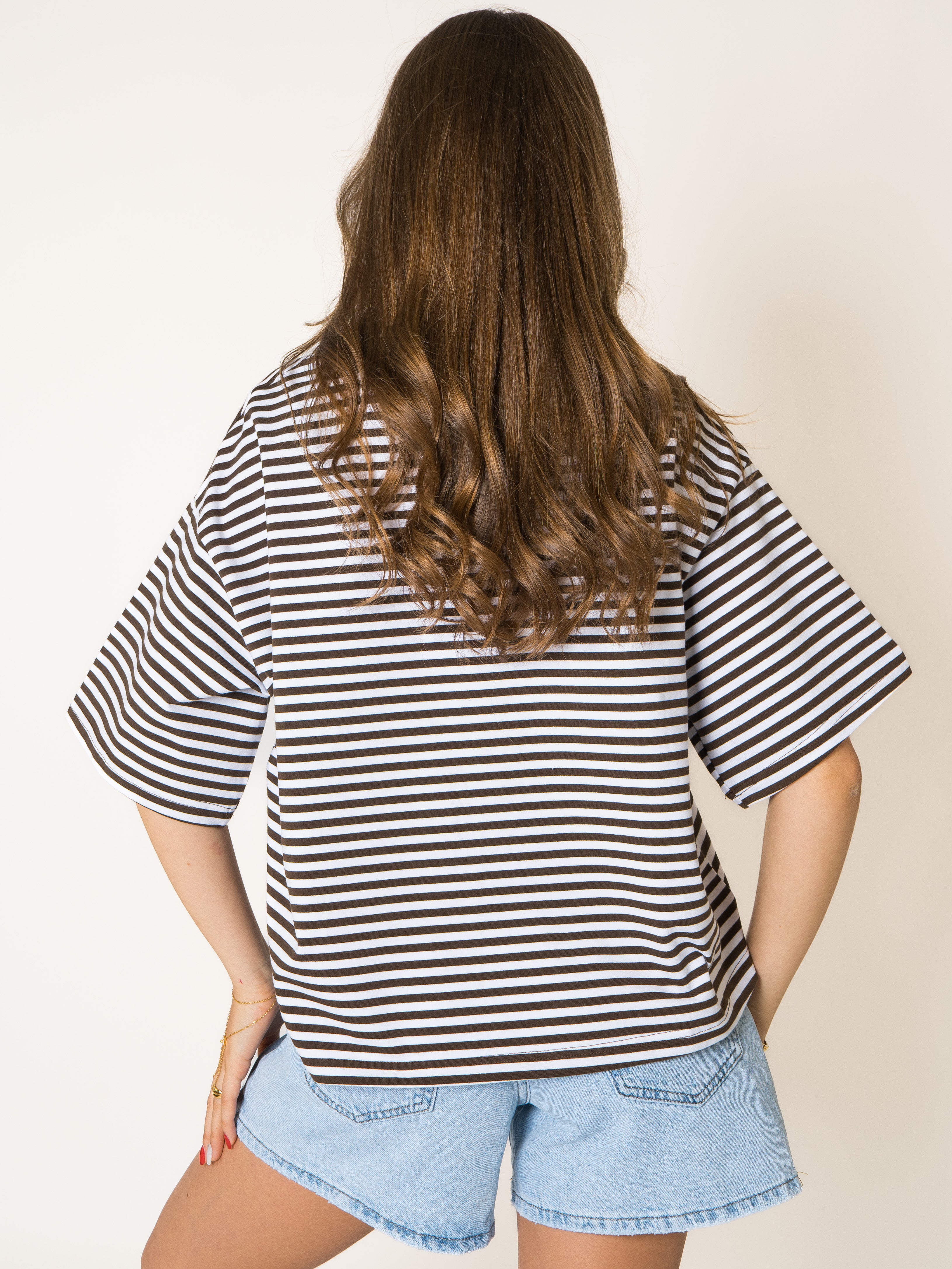 LUCKY DEAL 2252 Oversized T-Shirt Chocolate Stripes - Chocolate - vom Umtausch ausgeschlossen -