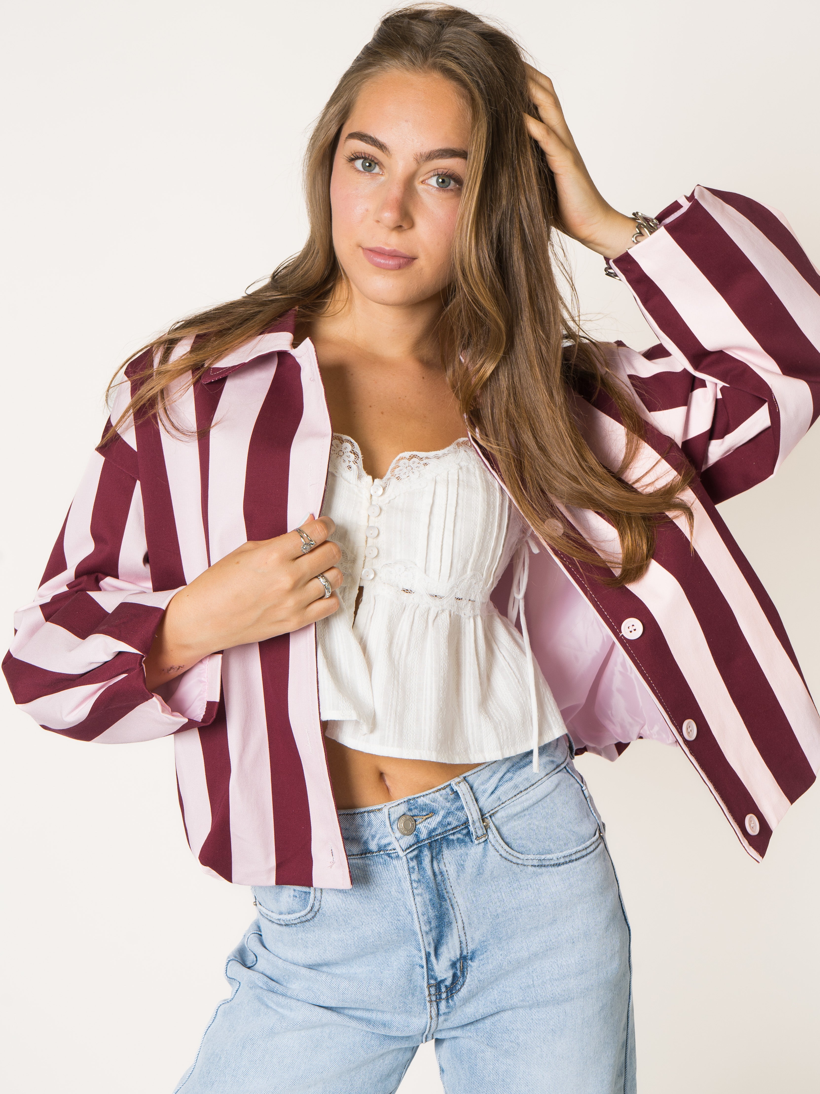 Strawberry Vibes Stripe Jacket